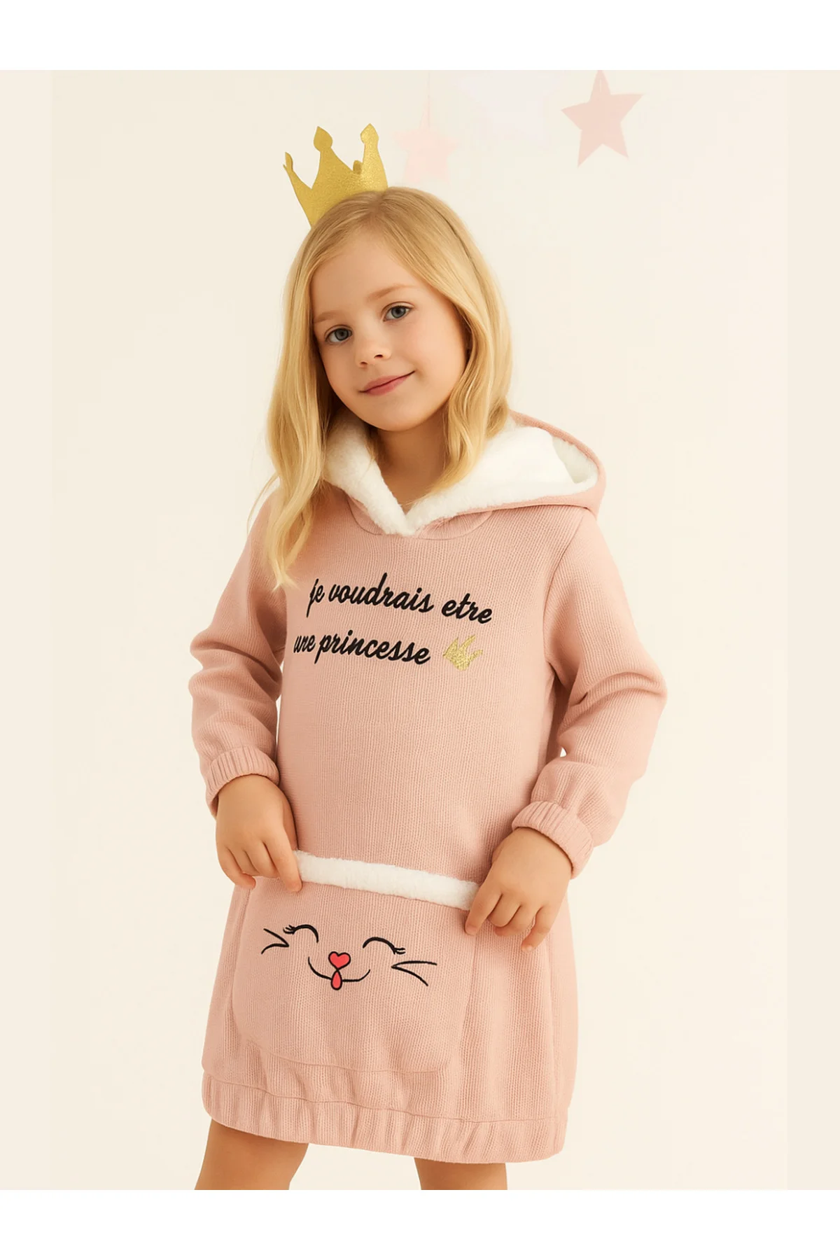 Somon Yumoş Prenses Hoodie Elbise
