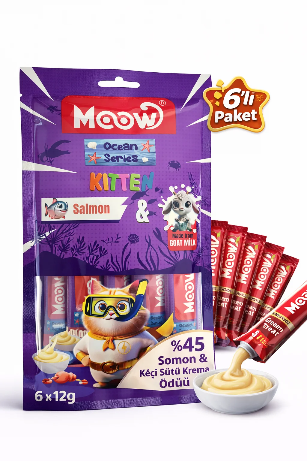 Somonlu Keçi Sütlü Yavru Kedi Krema Ödülü 6x12g