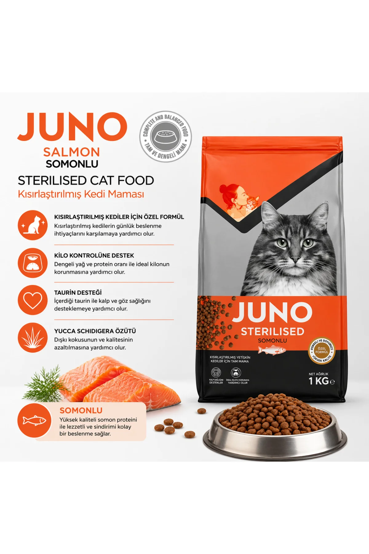 Somonlu Kısırlaştırılmış Kedi Maması 1 Kg Somonlu Kısırlaştırılmış Kedi Maması 1 Kg