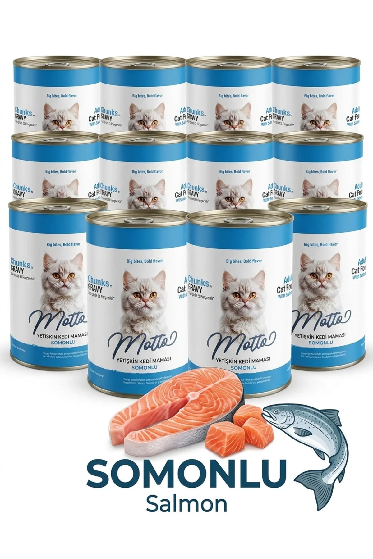 Somonlu Yetişkin Kedi Konserve Mama 400 Gr. X 12 ADET