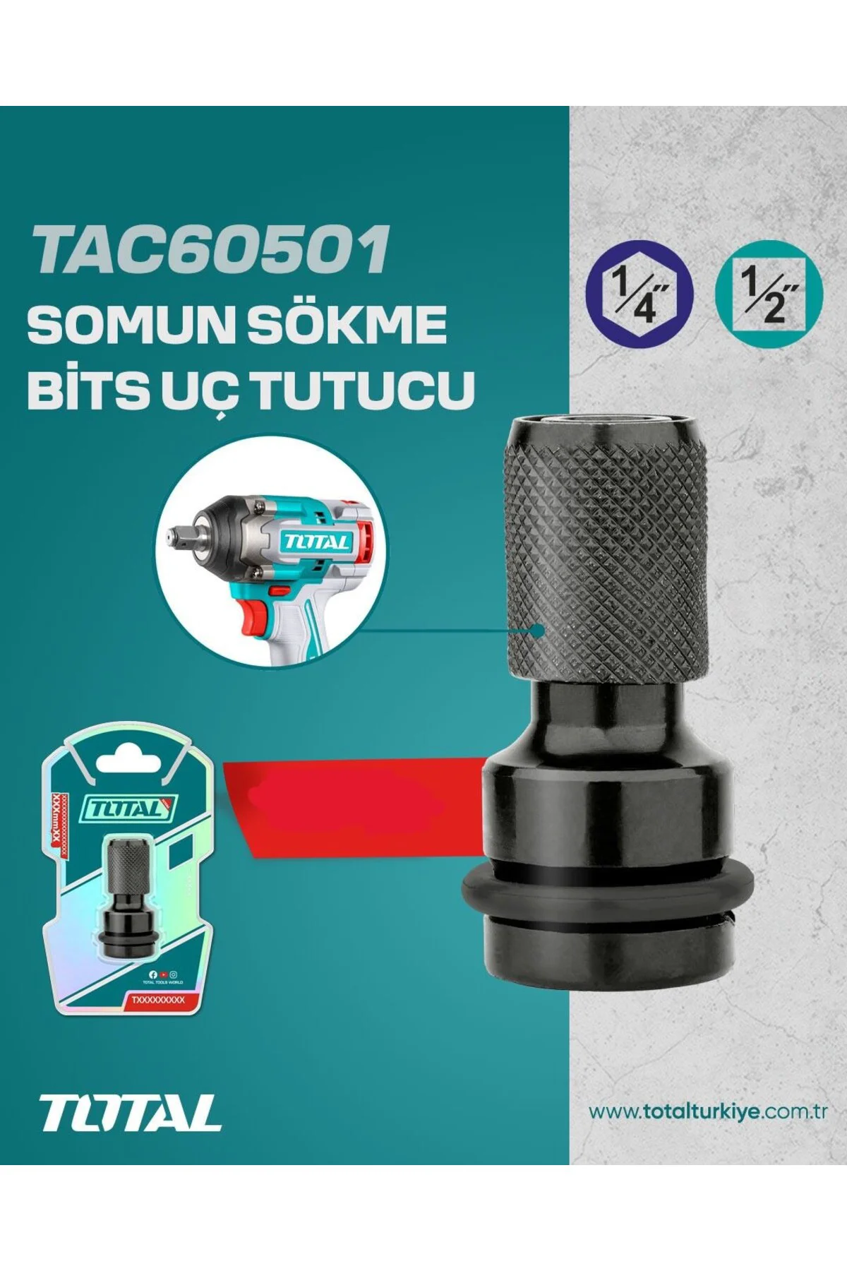 Somun Sökme Bits Uç Tutucu Adaptörü 1/4-1/2 TAC60501 NMS HIRDAVAT