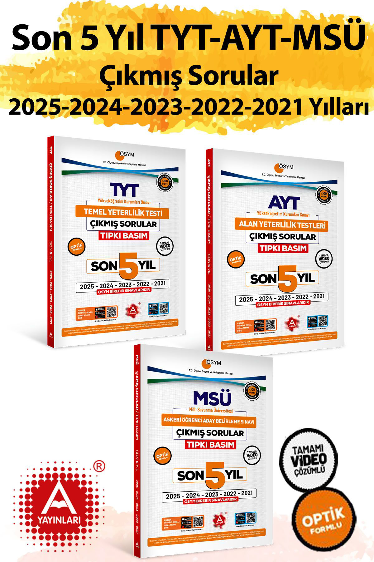 Son 5 yıl AYT-TYT ve MSÜ Sınavları ÖSYM Çıkmış Sorular Tıpkı Bası