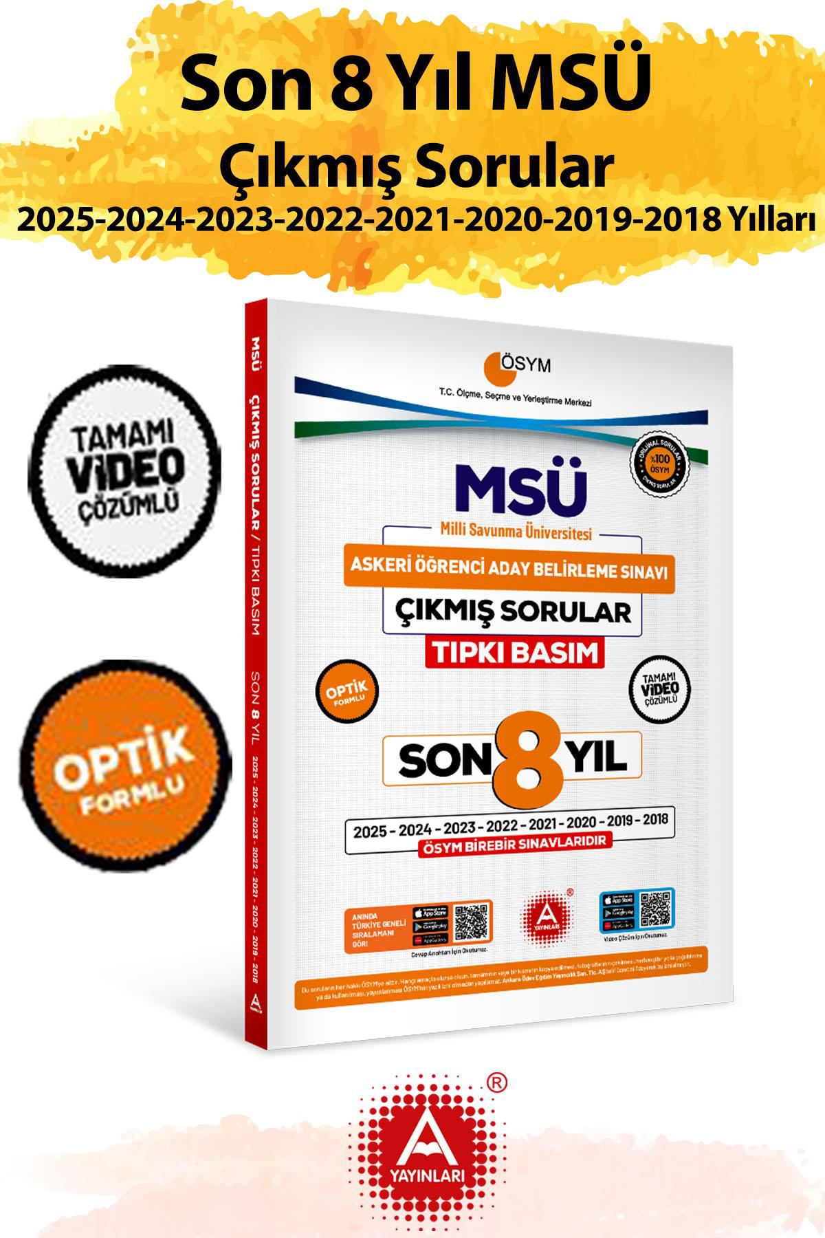 Son 8 yıl MSÜ Çıkmış Sorular-Tıpkı Basım-Bire Bir ÖSYM-Tamamı Vid