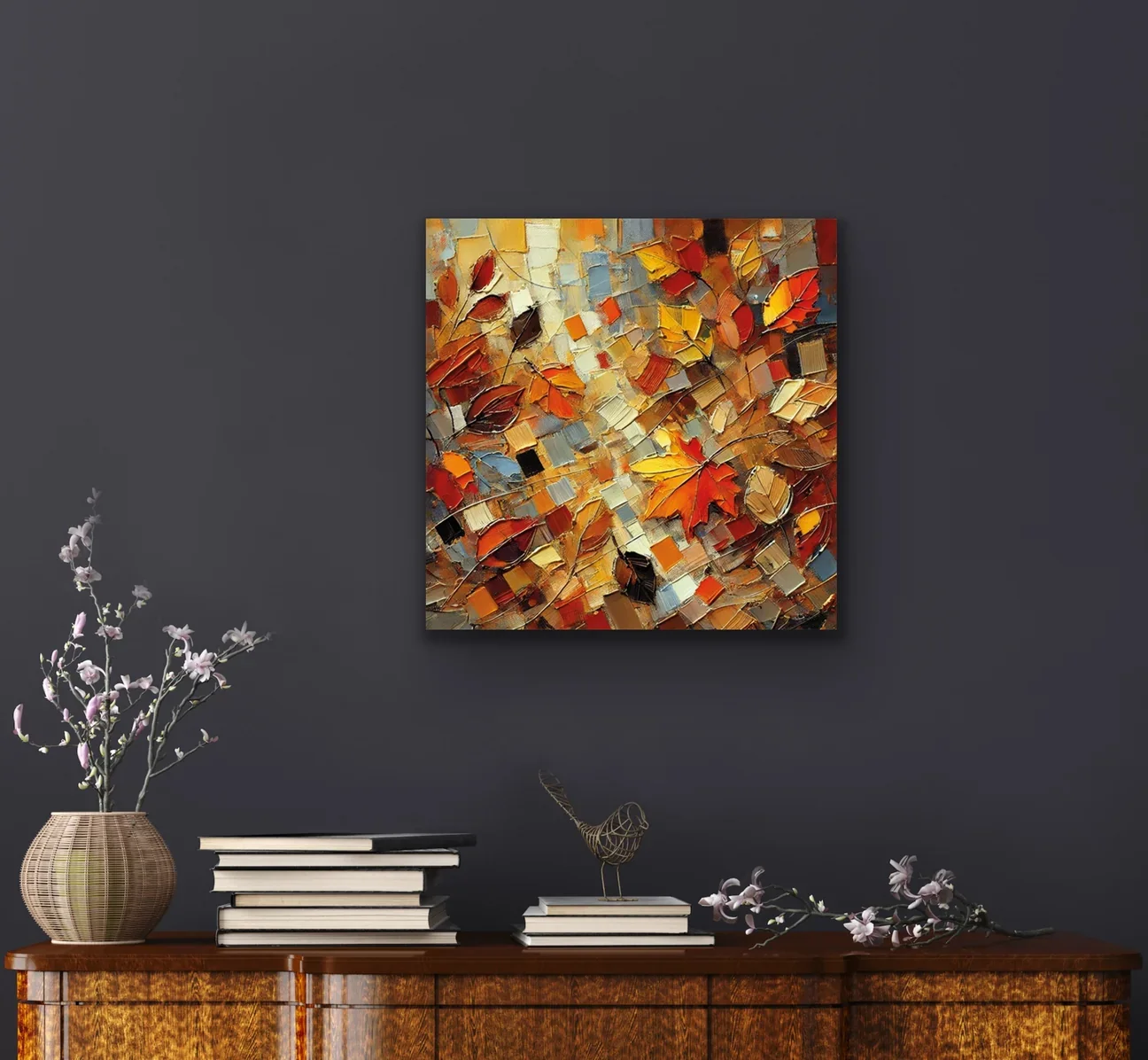 Sonbahar Mevsimi Kanvas Tablo 60x60cm - Solmayan Duvar Tablosu