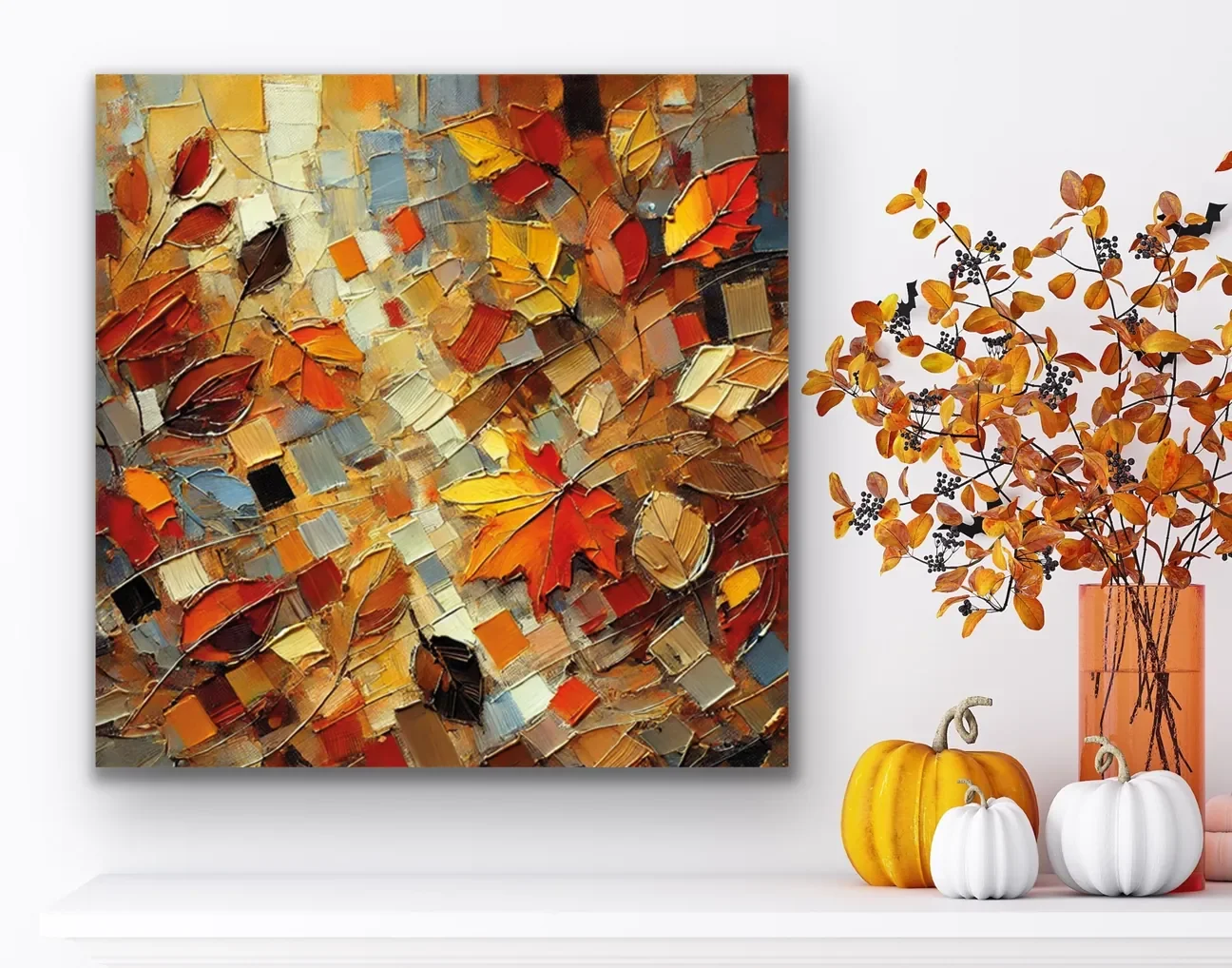 Sonbahar Mevsimi Kanvas Tablo 60x60cm - Solmayan Duvar Tablosu