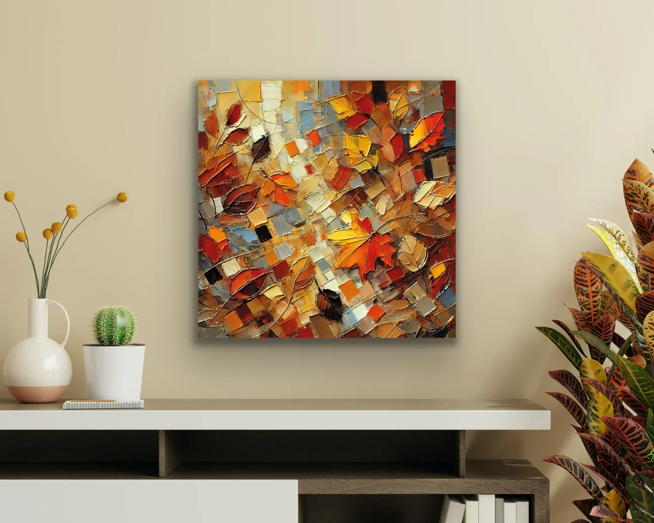Sonbahar Mevsimi Kanvas Tablo 60x60cm - Solmayan Duvar Tablosu