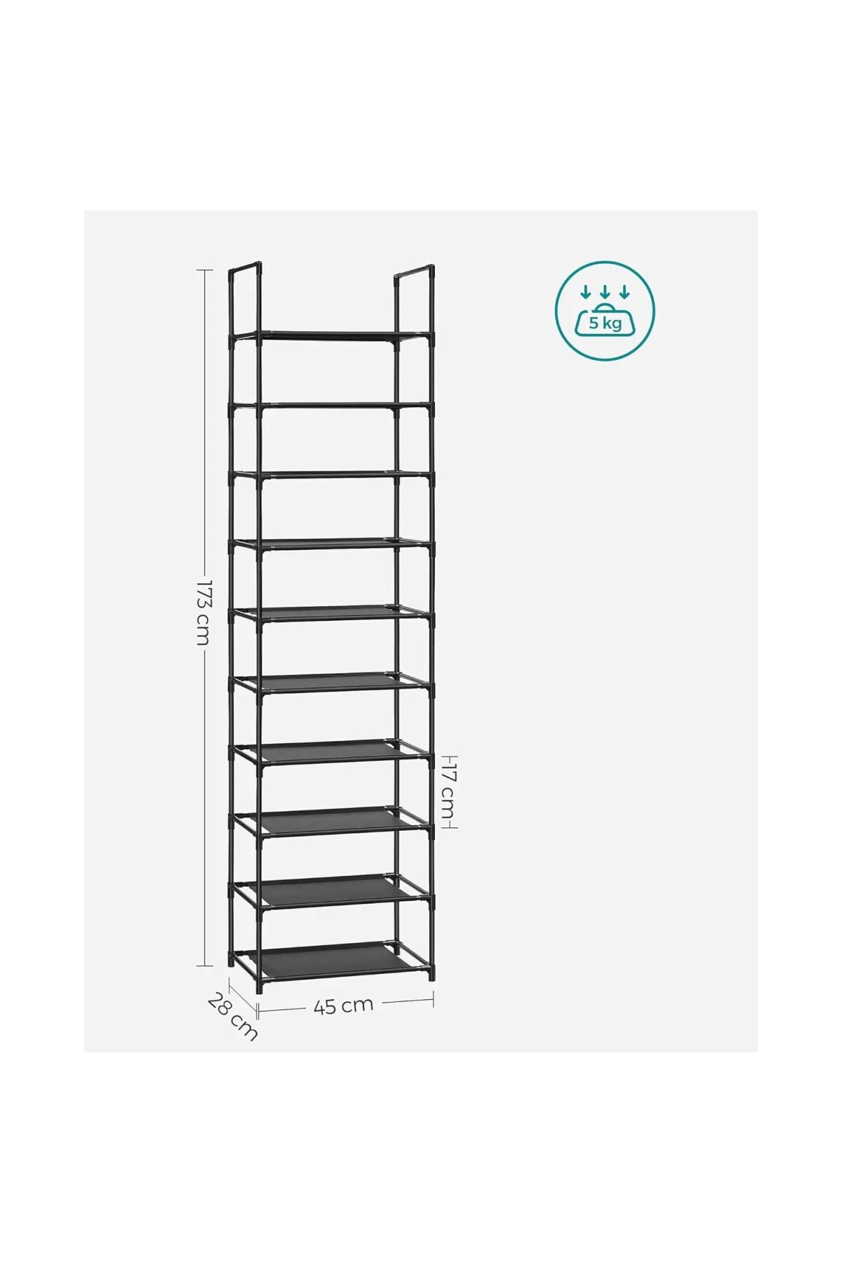 SONGMICS AYAKKABI RAK, 45 x 28 x 173 cm, LSH010B02