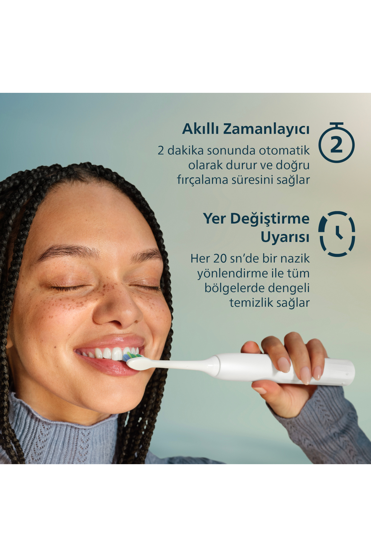 Sonicare 2100 Şarjlı Diş Fırçası, 3 Kat Plak Temizliği, 14 Gün Şa