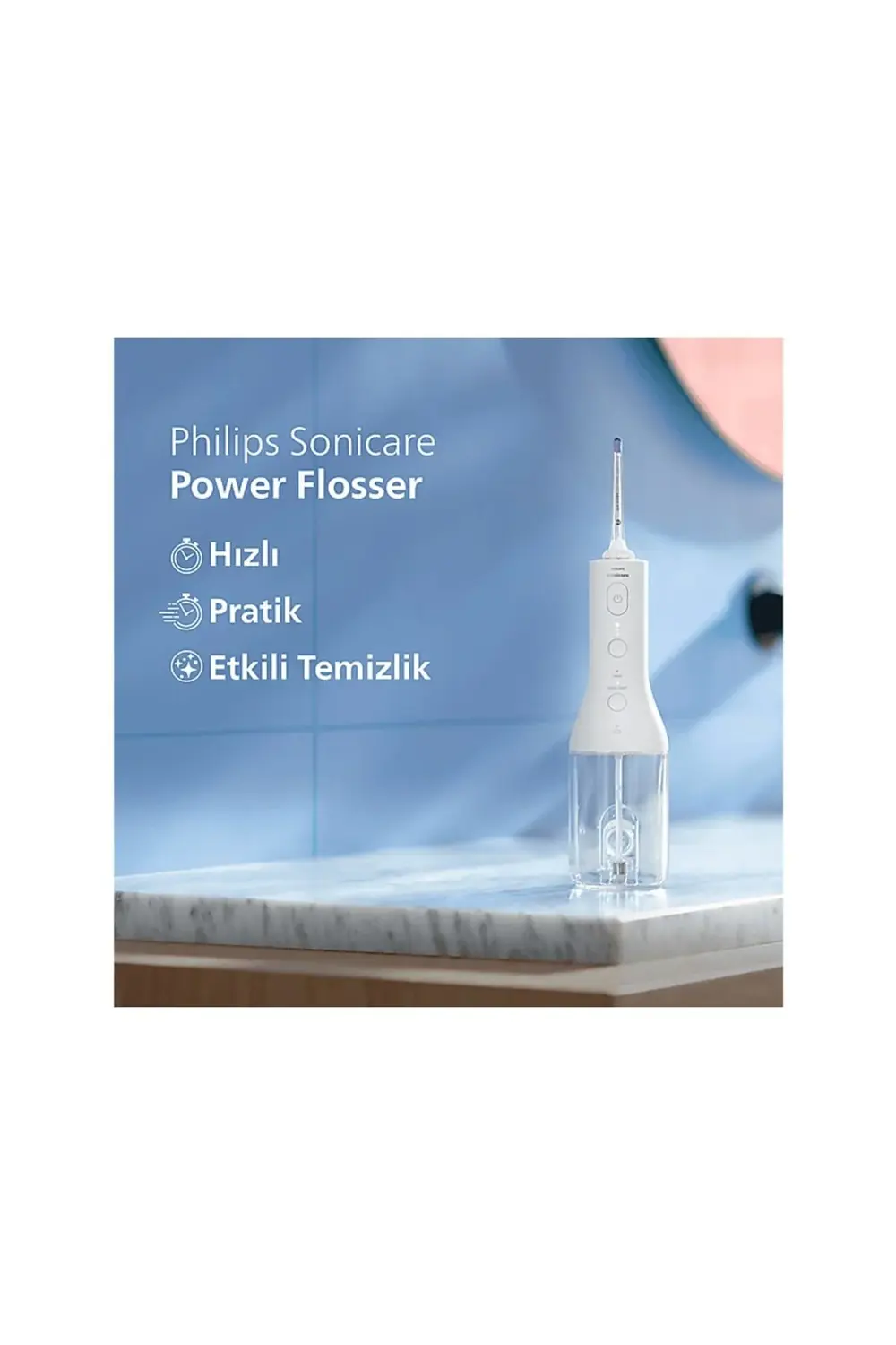 Philips Sonicare Power Flosser 3000 Ağız Duşu Kablosuz, Yedek Başlık - Be
