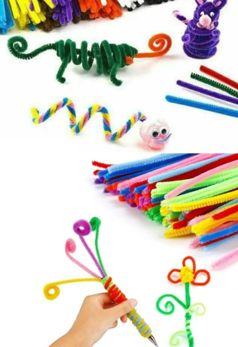 Şönil Renkli 30 Cm Renkli Fosforlu Tüylü Tel  15 Li- 1  Paket