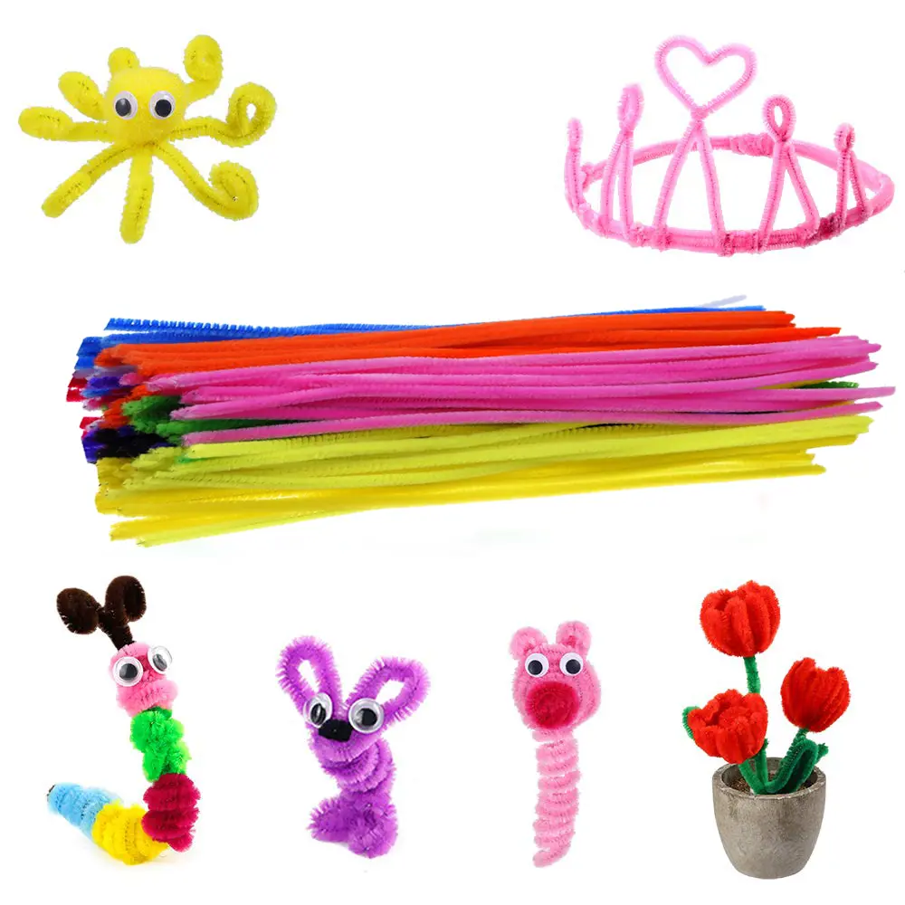 Şönil Renkli 30 Cm Renkli Fosforlu Tüylü Tel  15 Li- 1  Paket