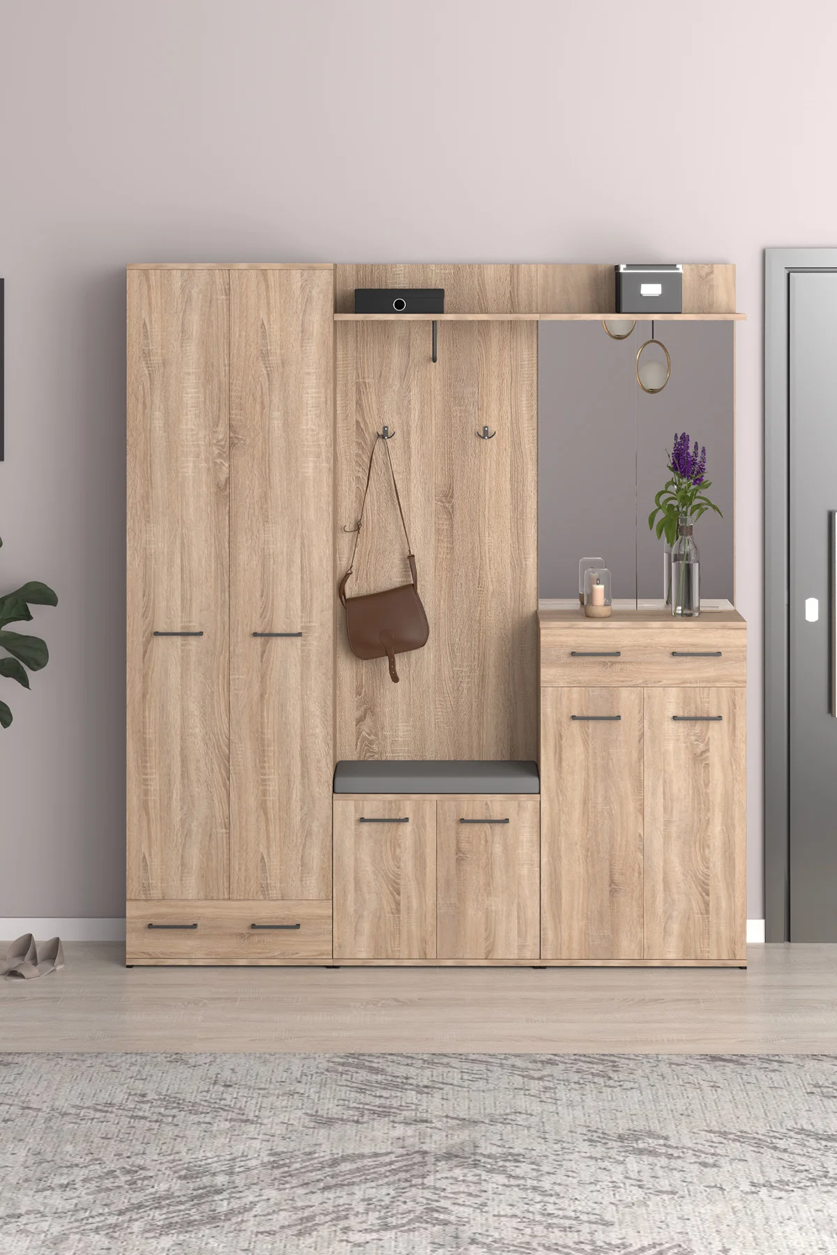 Sonomo Portmanto Vestiyer Askılık, Aynalı, Ayakkabılık, Dolaplı, 