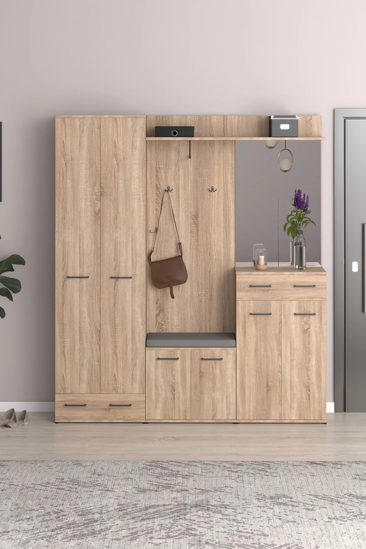 Sonomo Portmanto Vestiyer Askılık, Aynalı, Ayakkabılık, Dolaplı, 