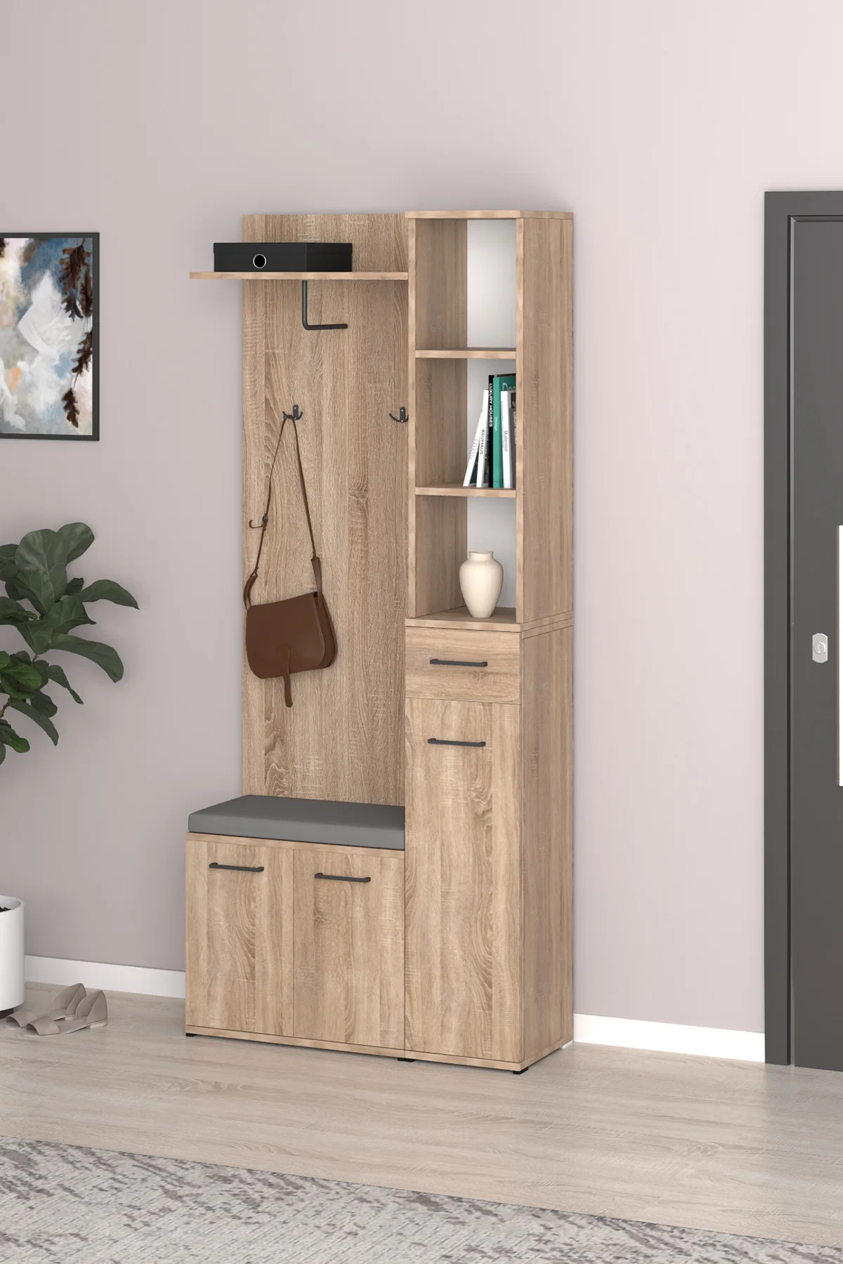 Sonomo Portmanto Vestiyer Askılık Puzzle, Ayakkabılık, Kapaklı, Organizer Dolaplı, Çekmeceli, V-055