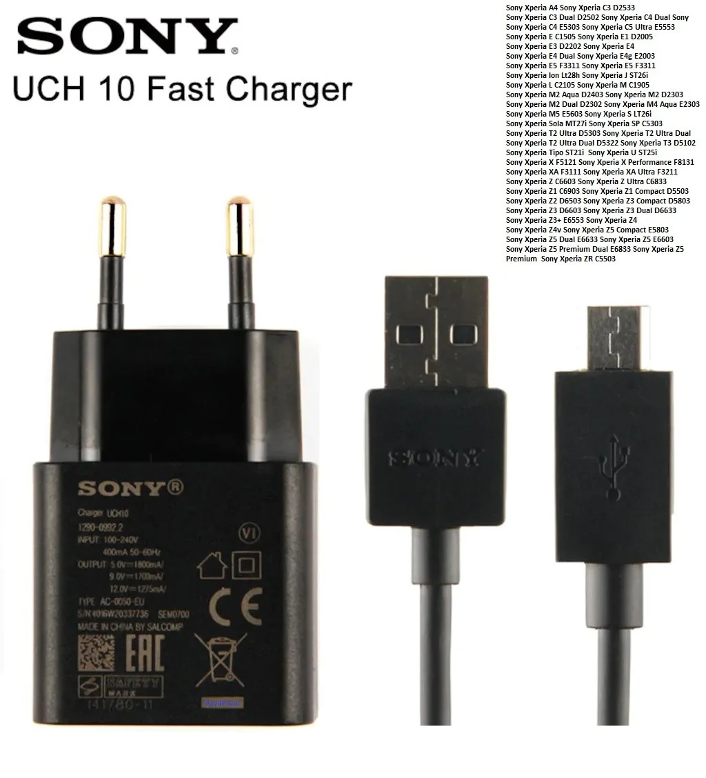 Sony Hızlı Şarj Cihaz Aleti Uch10 ve Micro Usb Kablosu X,XA,XP,ZR Sony Hızlı Şarj Cihaz Aleti Uch10 ve Micro Usb Kablosu X,XA,XP,ZR