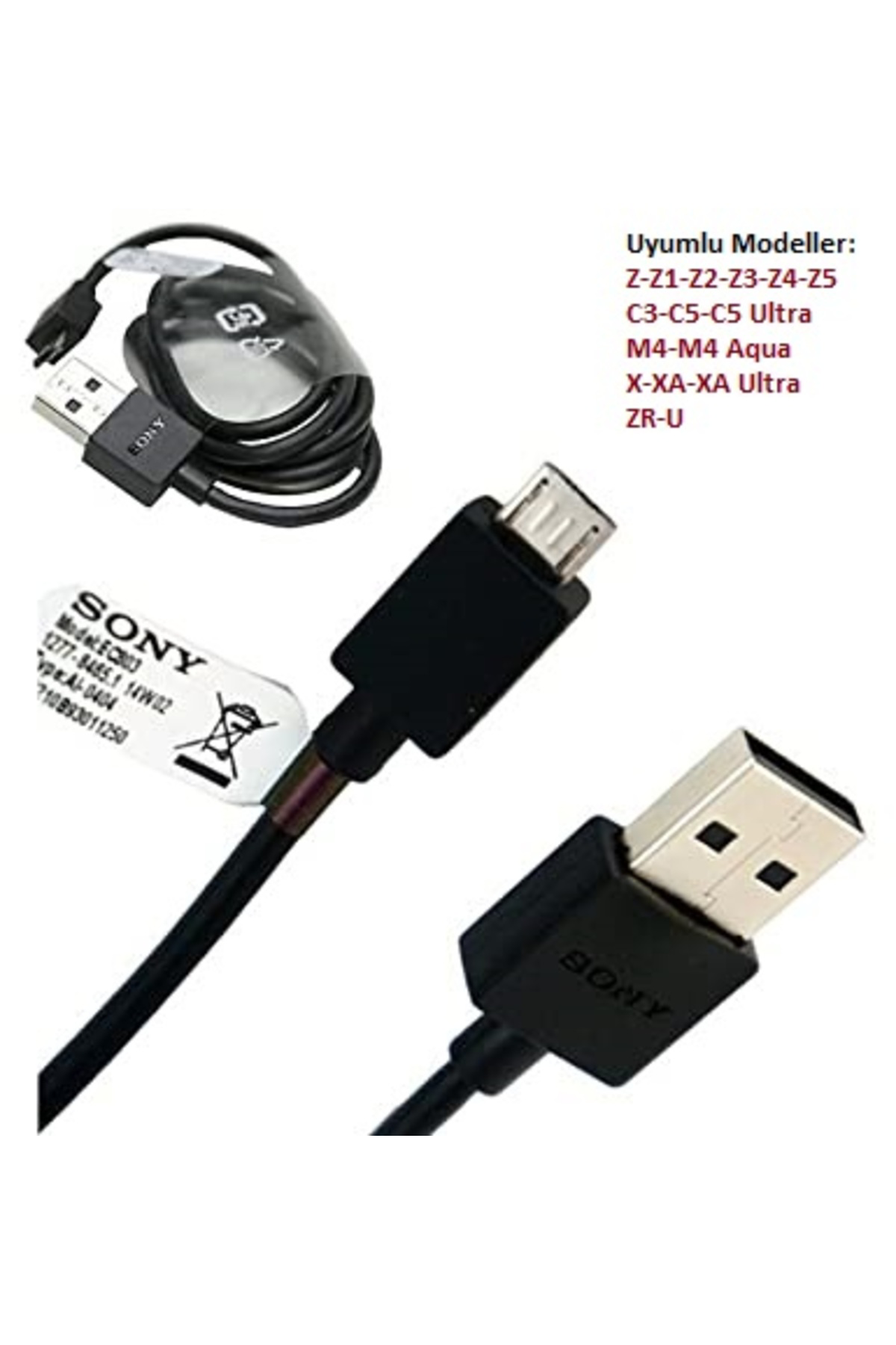 Axya Sony Uyumlu Şarj Kablosu Micro Usb M4- E4- E5-M2 Şarj Data Kablos