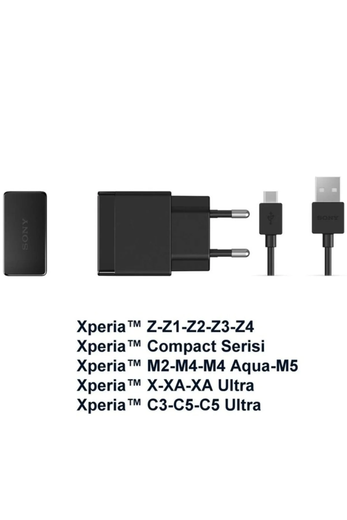 Sony Xperia Uyumlu Şarj Cihazı Aleti Ve Kablosu Z Z1 Z2 Z3 Z4 Z5 M5 E5 X
