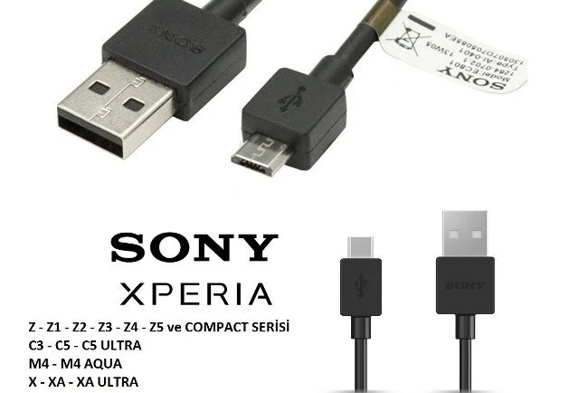 Sony XPERİA Z Z1 Z2 Z3 Z4 Z5 Compact Şarj ve Data Kablosu