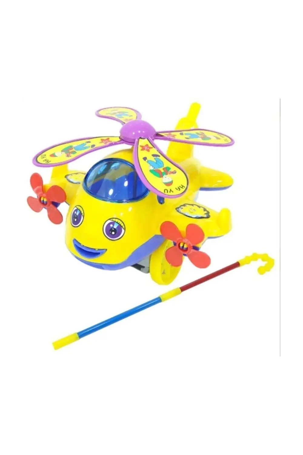 Sopalı Uçak Bayraktar Plastik Ha Yu Uçak Baston Saplı Oyuncak