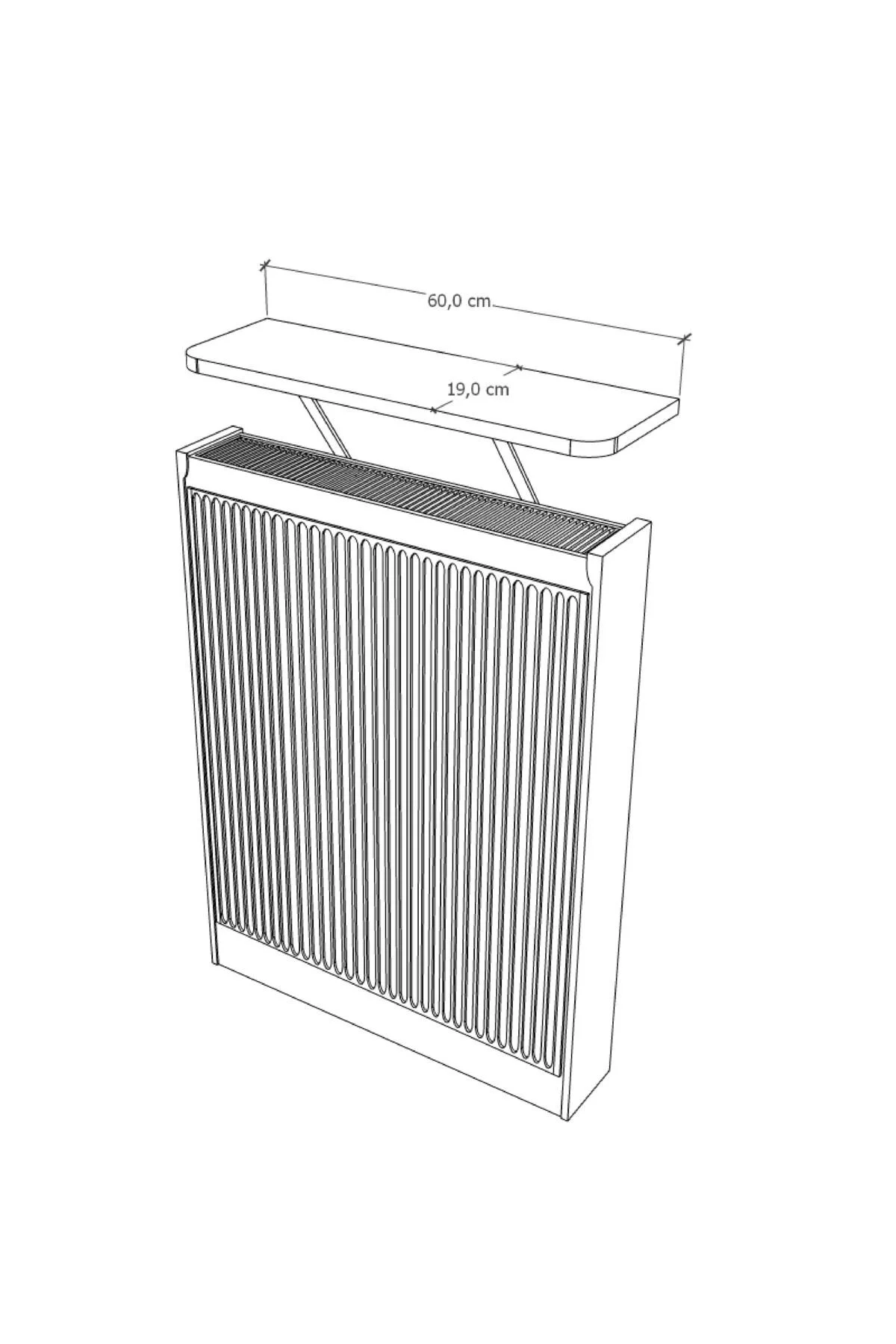 Soravel Petek Üstü Uçan Raf Dresuar Kalorifer Peteği Rafı 60 X 18