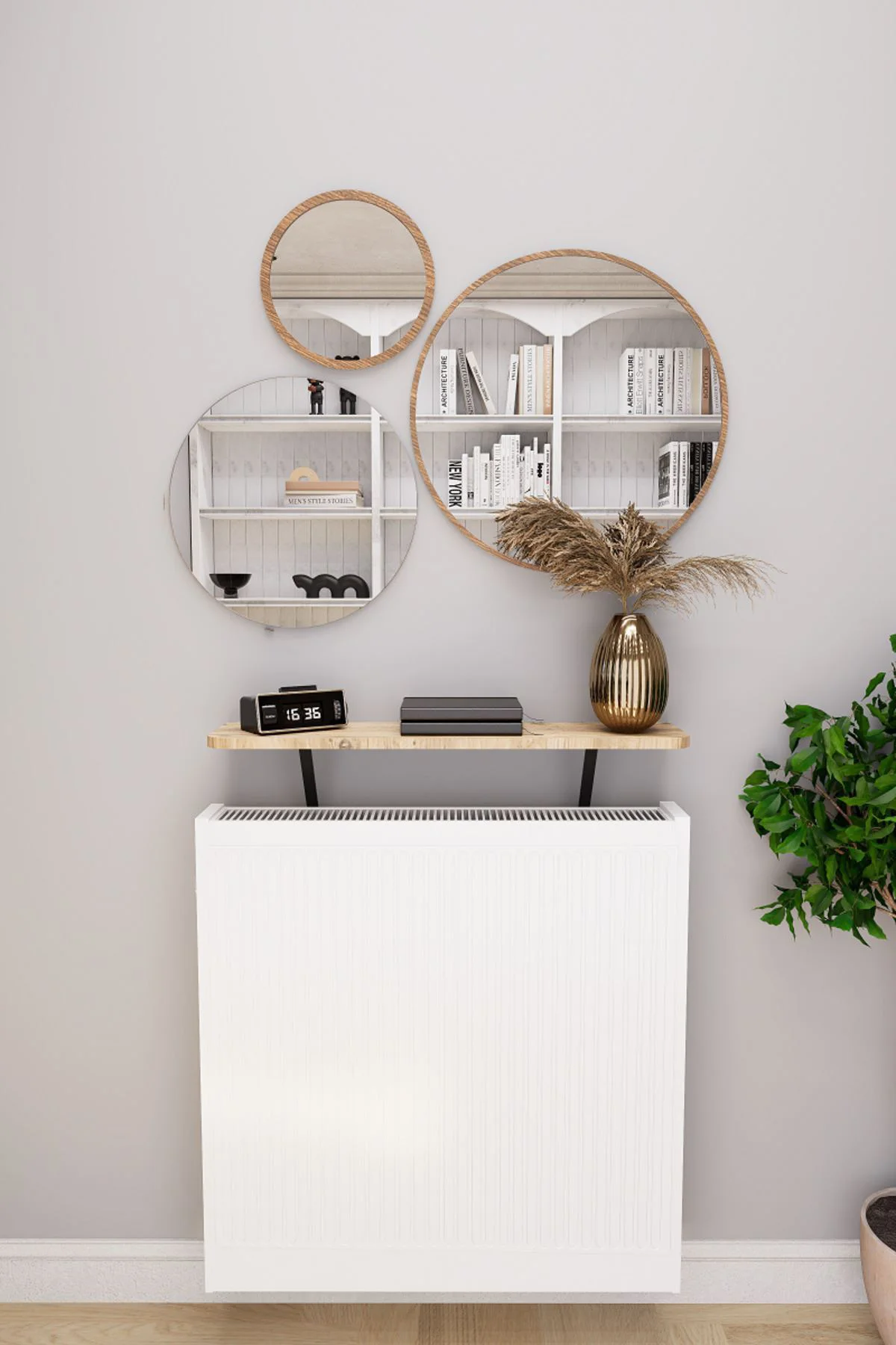 Soravel Petek Üstü Uçan Raf Dresuar Kalorifer Peteği Rafı 80 X 18