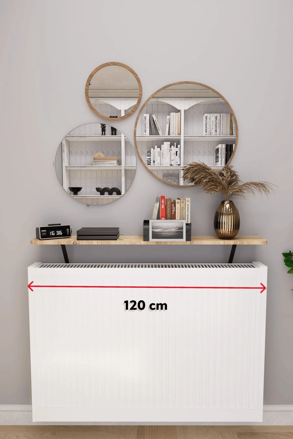 Soravel Petek Üstü Uçan Raf Dresuar Kalorifer Peteği Rafı 120 X 1