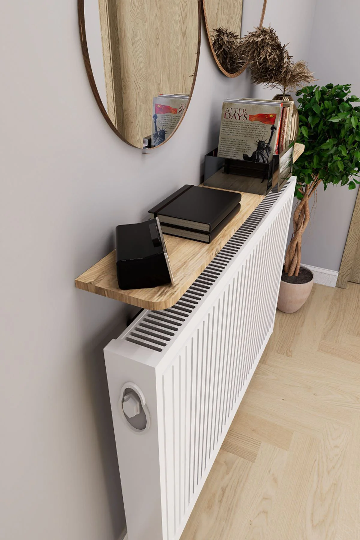 Soravel Petek Üstü Uçan Raf Dresuar Kalorifer Peteği Rafı 120 X 1