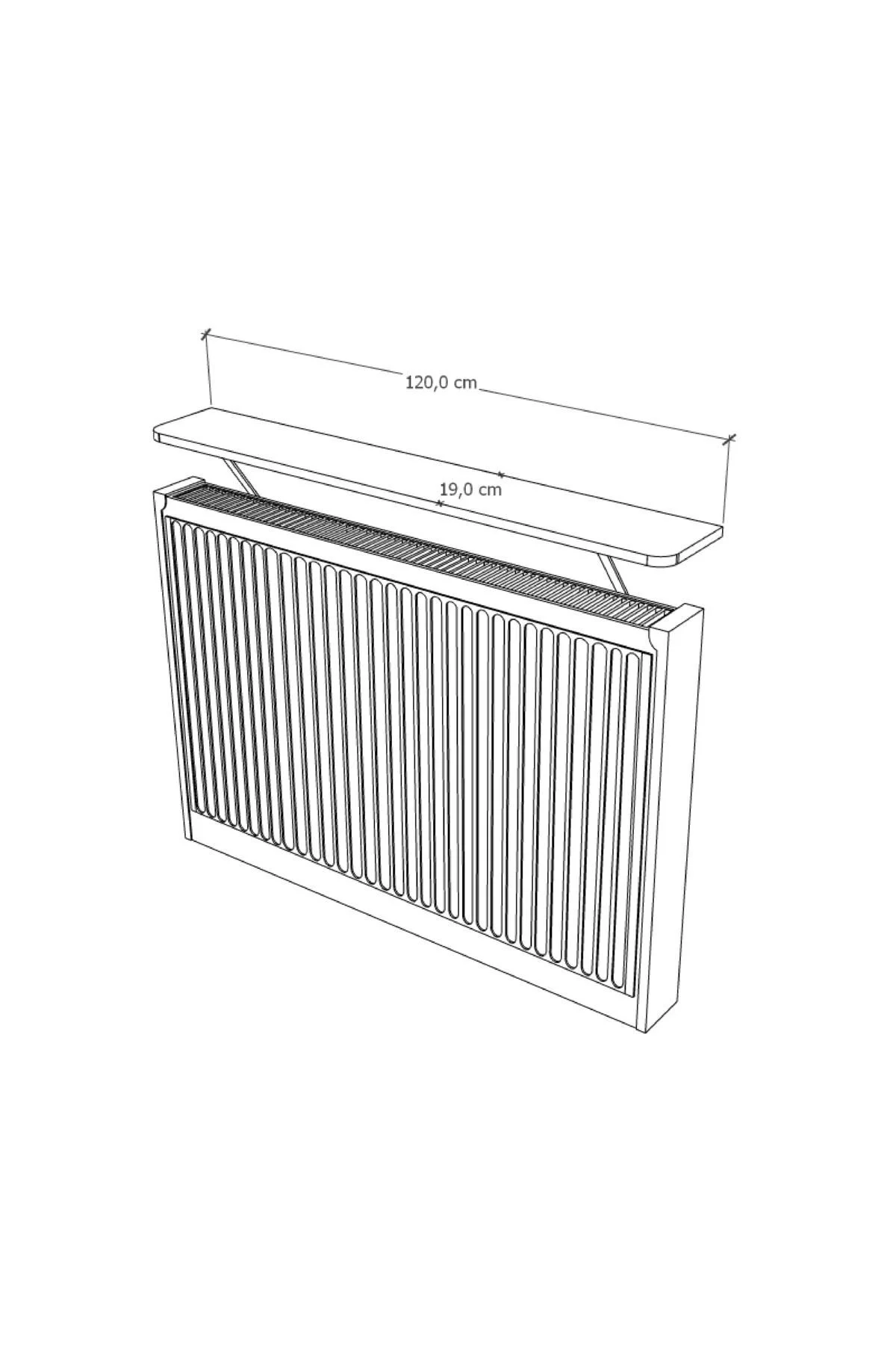 Soravel Petek Üstü Uçan Raf Dresuar Kalorifer Peteği Rafı 120 X 1