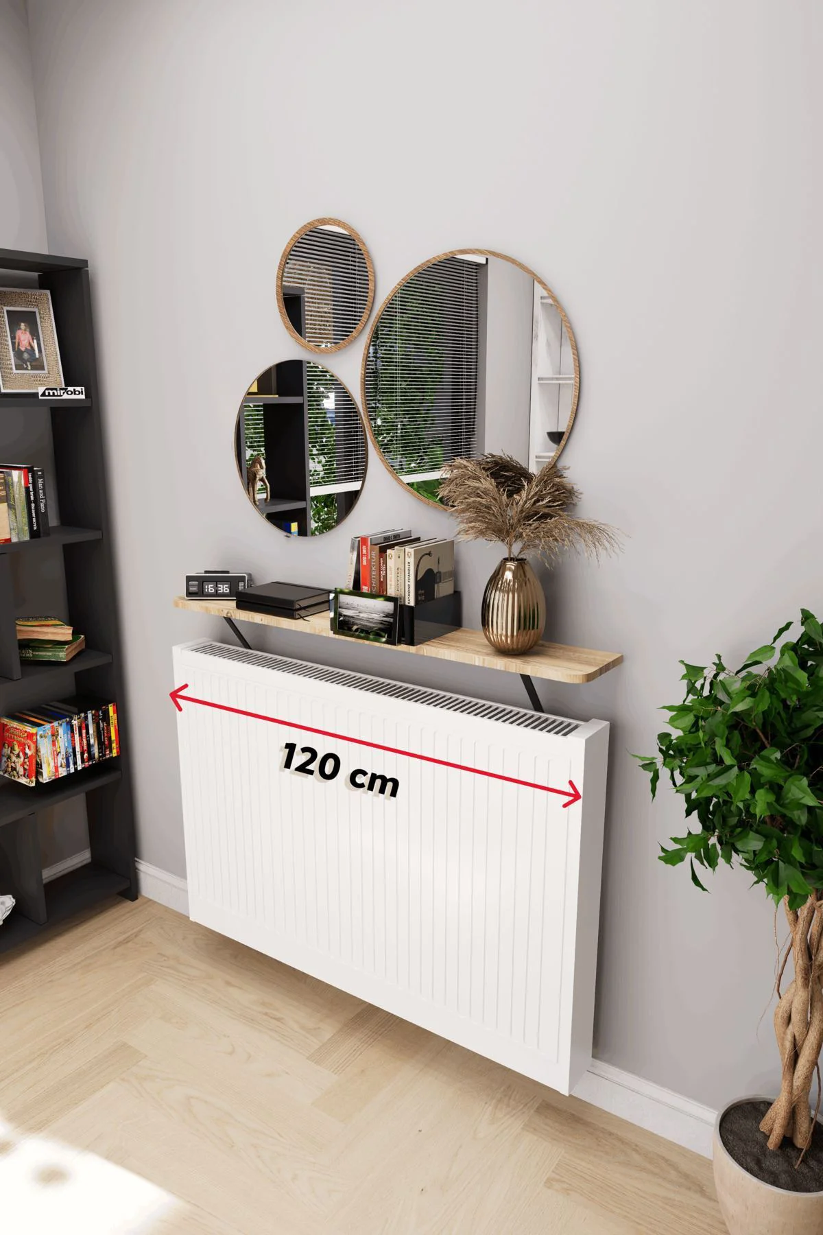 Soravel Petek Üstü Uçan Raf Dresuar Kalorifer Peteği Rafı 120 X 1