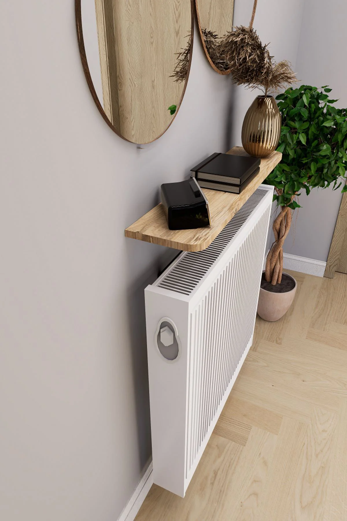 Soravel Petek Üstü Uçan Raf Dresuar Kalorifer Peteği Rafı 80 X 18