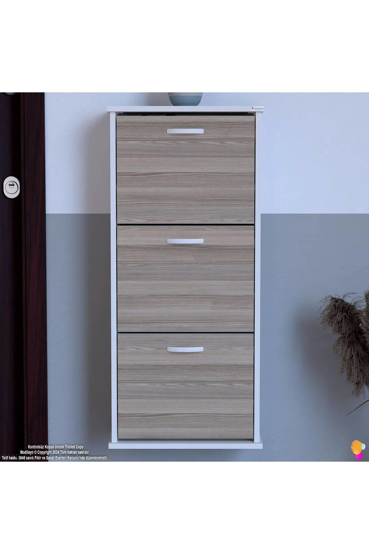 Soren 3 Düşer Kapaklı 52 cm Cordoba Ayakkabılık 52x114x26 cm Asma