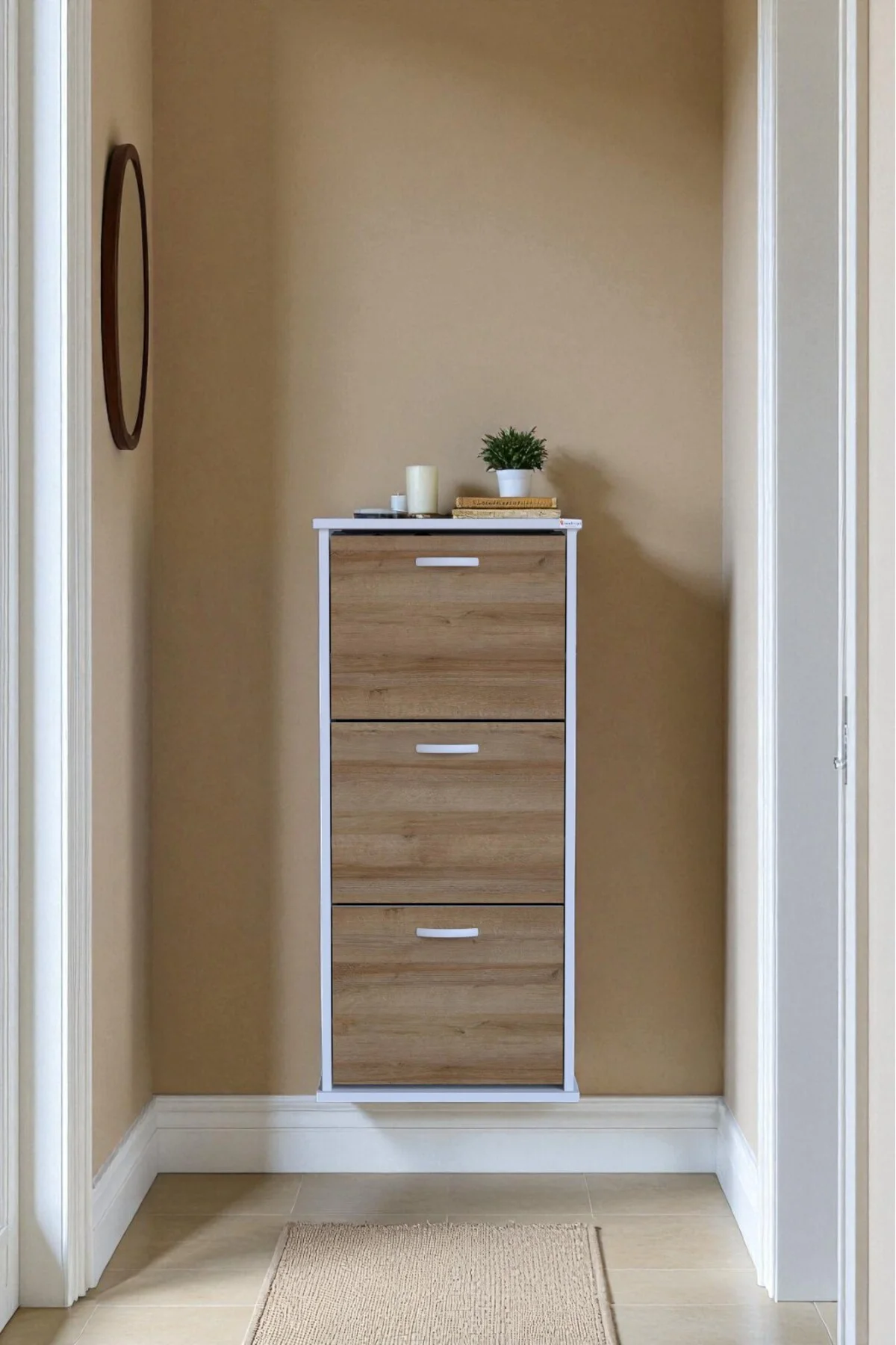 Soren 3 Düşer Kapaklı 52 cm Meşe Ayakkabılık 52x114x26 cm Asma 6 