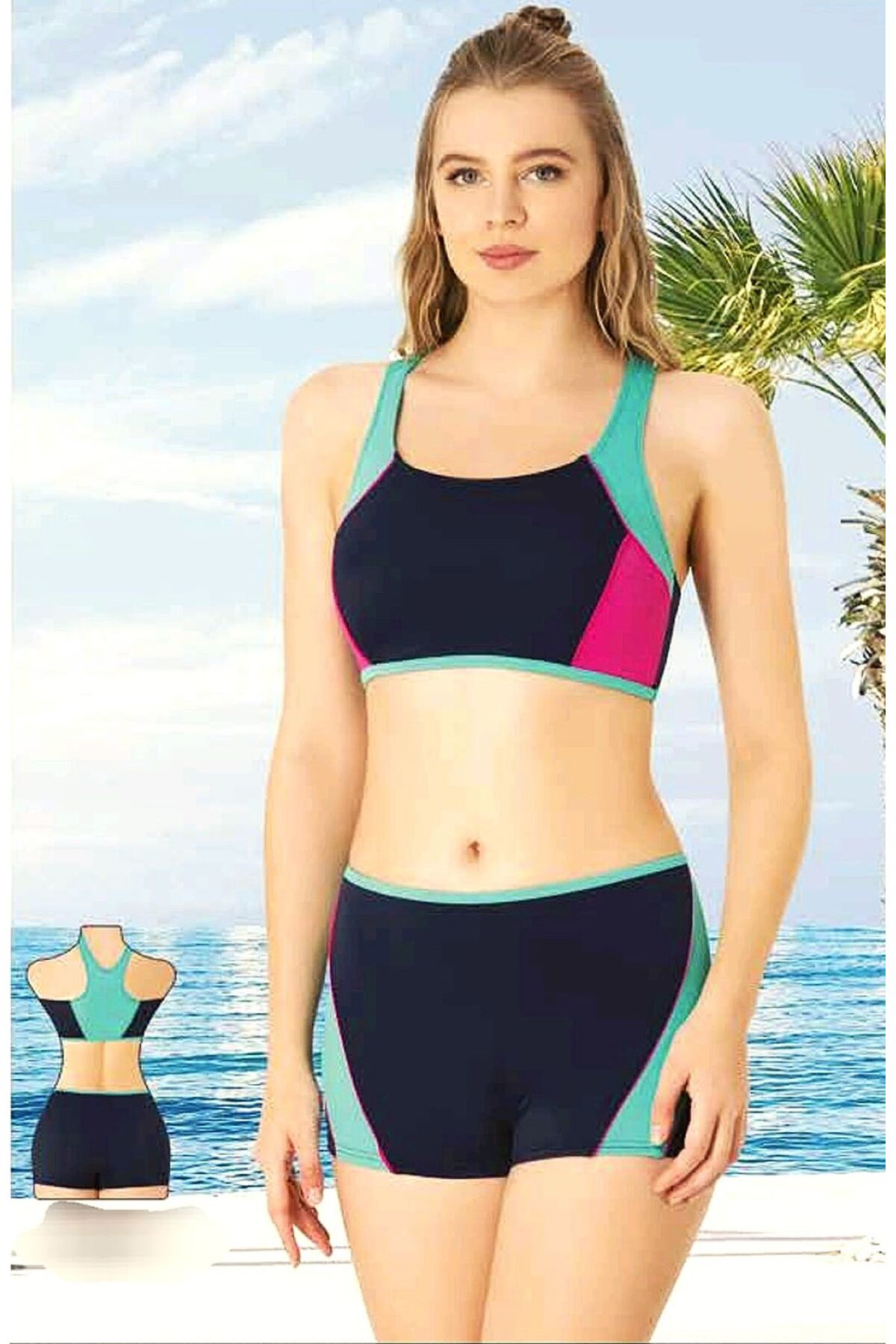 Sunsurf Şortlu Yüzücü Bikini Takimi Lacivert