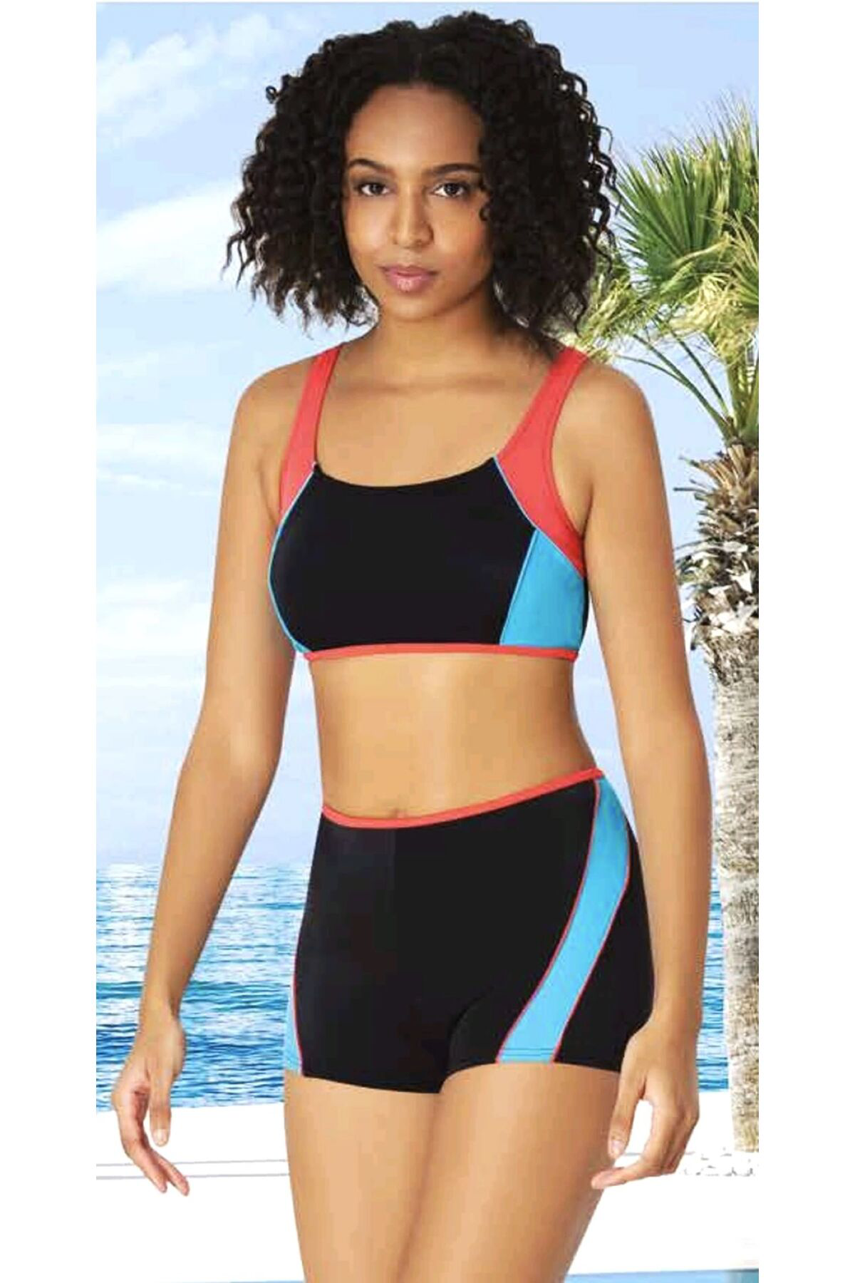 Sunsurf Şortlu Yüzücü Bikini Takimi Siyah