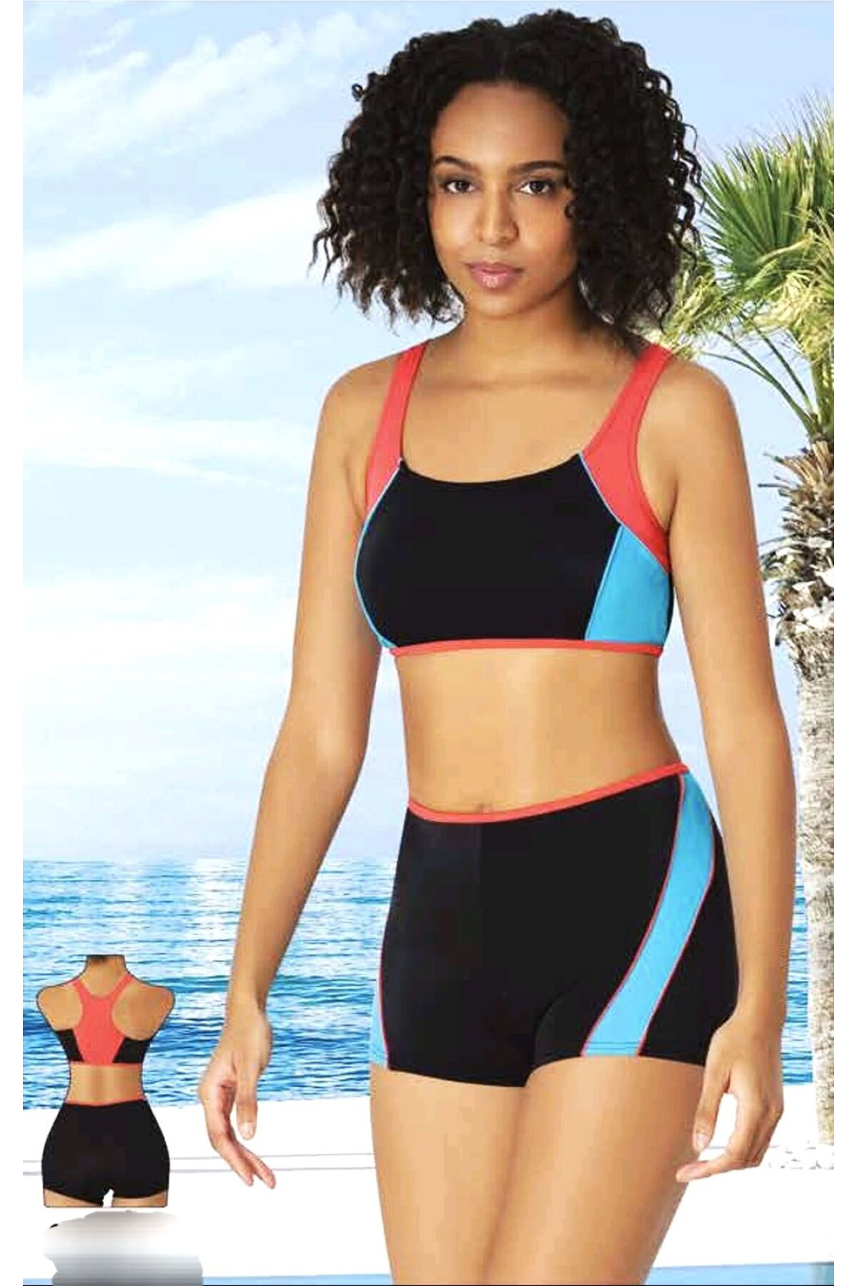 Sunsurf Şortlu Yüzücü Bikini Takimi Siyah