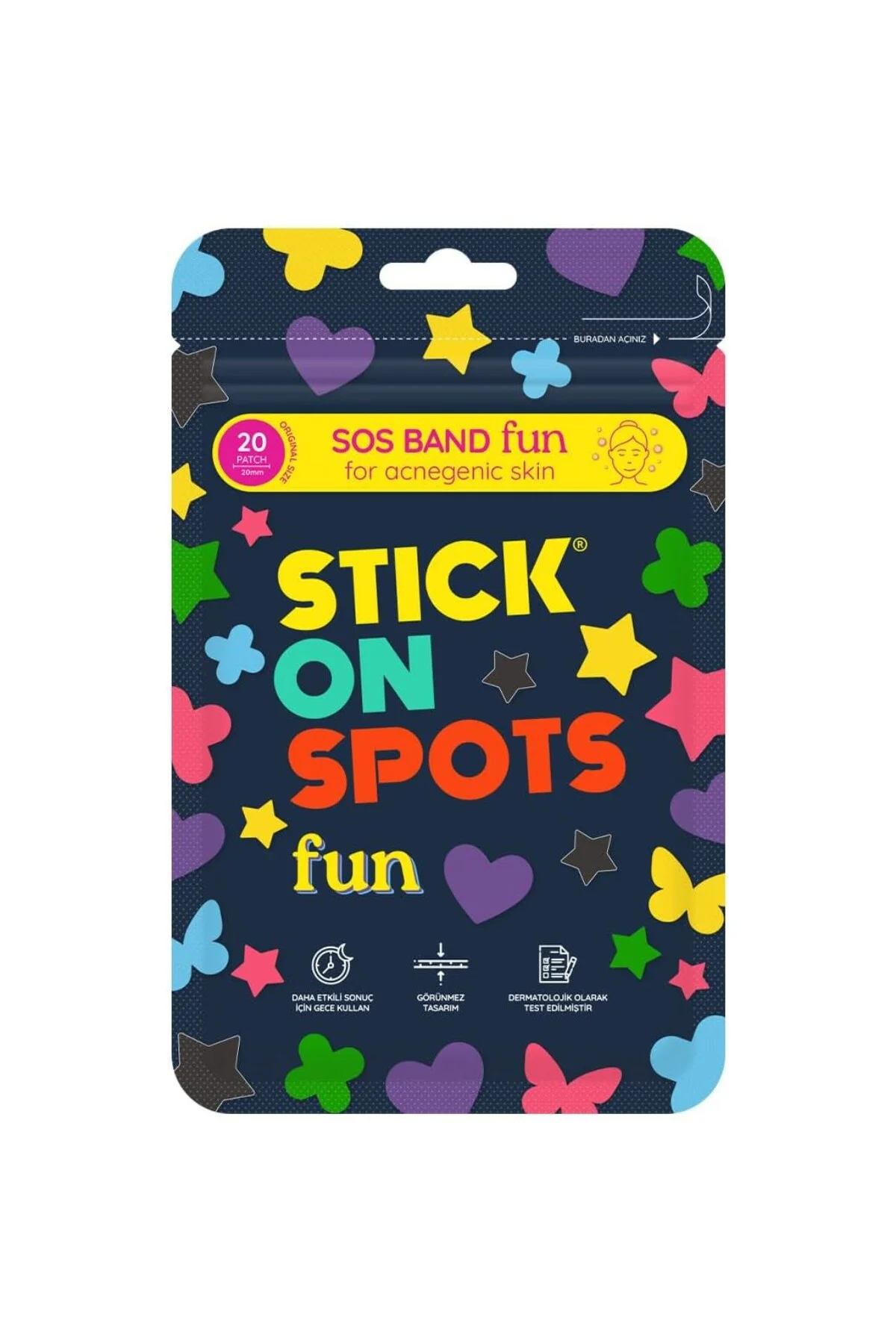 SOS Band Fun Pimple Patch Hidrokolloid ve Akne Bandı 20 Adet