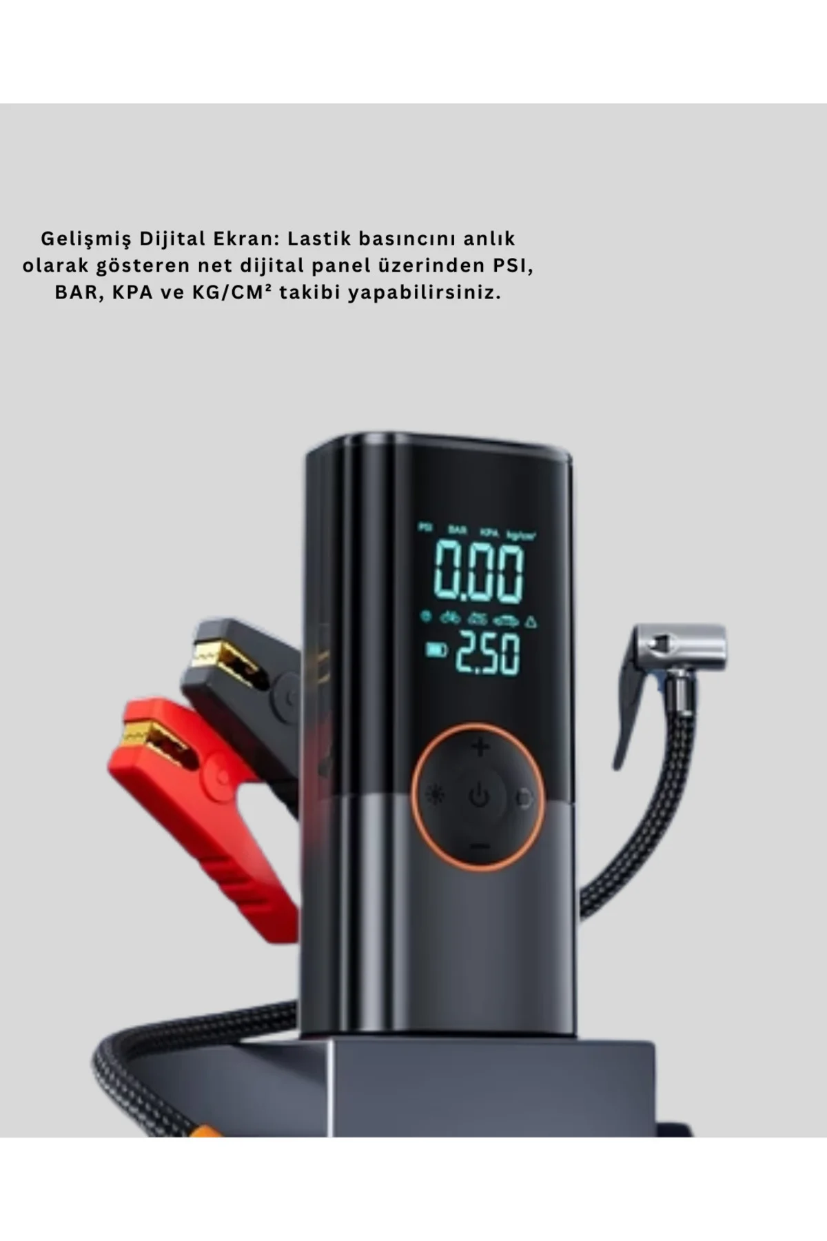 Sos Fenerli Akü Takviye Cihazı Dijital Kompresör Powerbank Sos Fenerli Akü Takviye Cihazı Dijital Kompresör Powerbank - Görsel 3