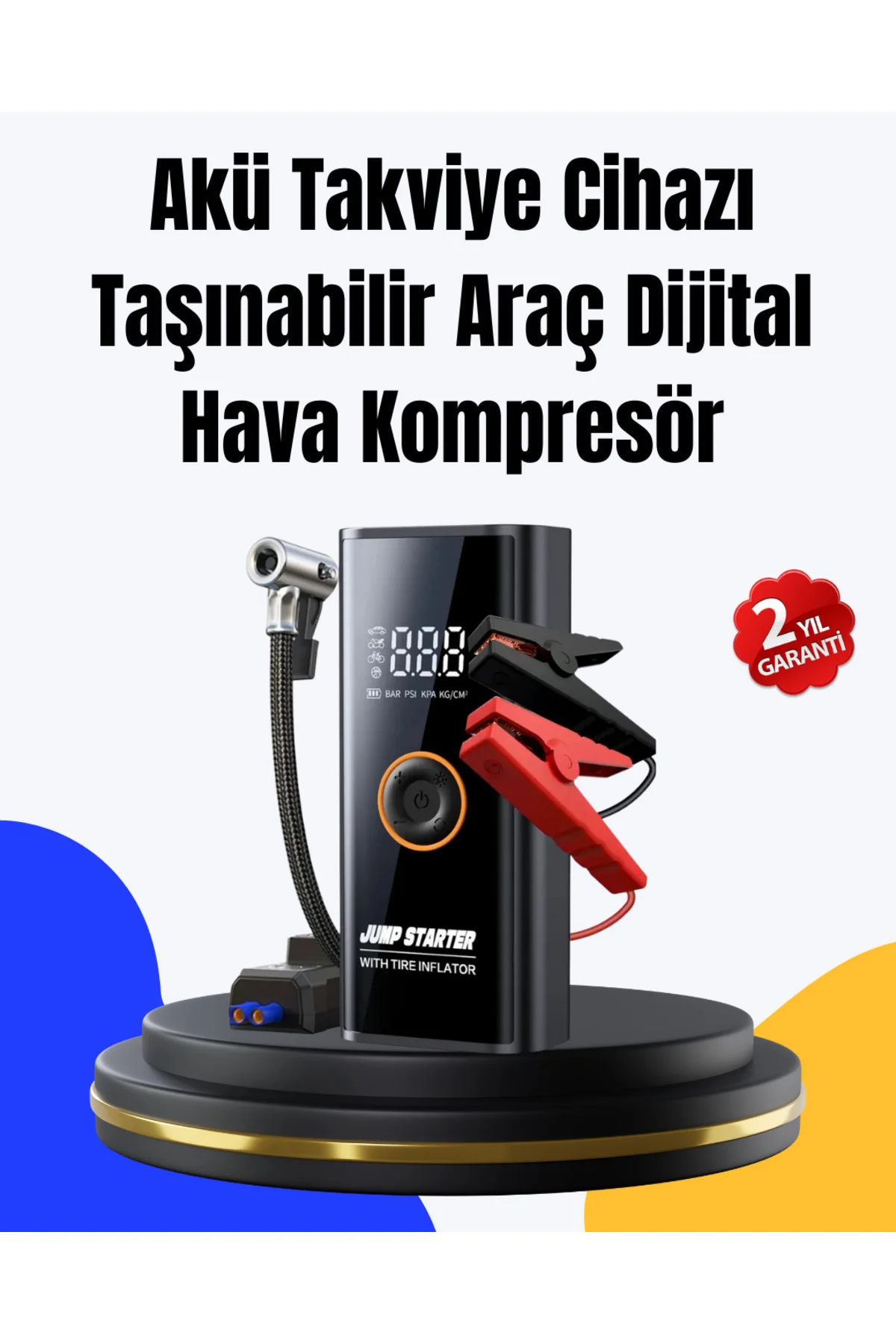 Sos Fenerli Akü Takviye Cihazı Dijital Kompresör Powerbank Sos Fenerli Akü Takviye Cihazı Dijital Kompresör Powerbank