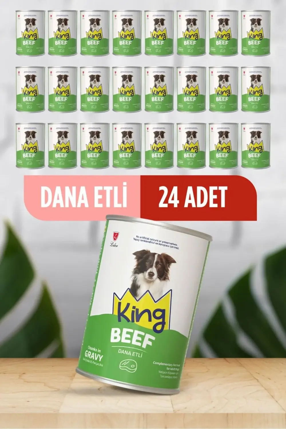 King Sos İçerisinde Et Parçacıklı Dana Etli Köpek Konservesi 400 G X 2