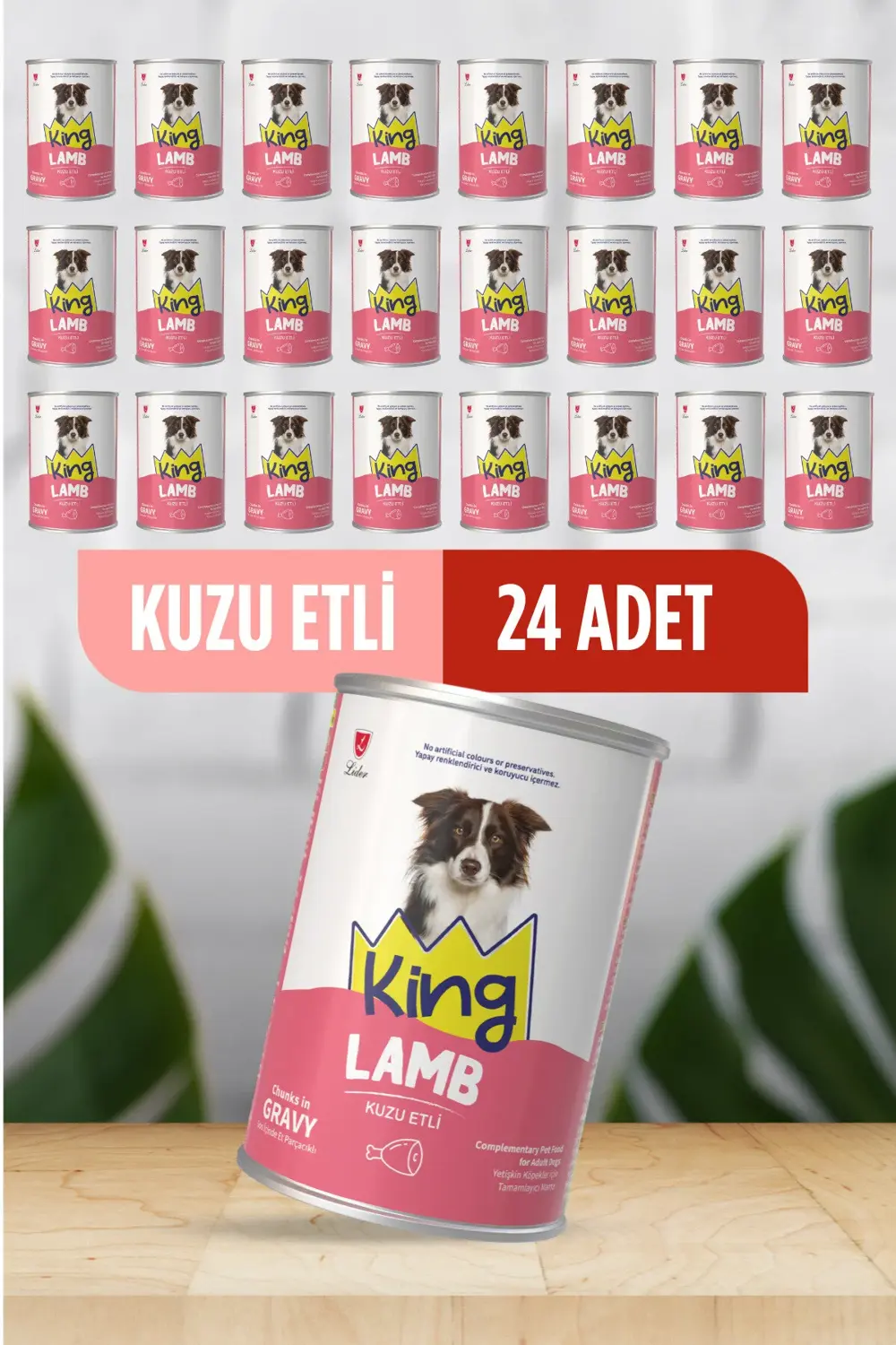 King Sos İçerisinde Et Parçacıklı Kuzu Etli Köpek Konservesi 400 G X 2