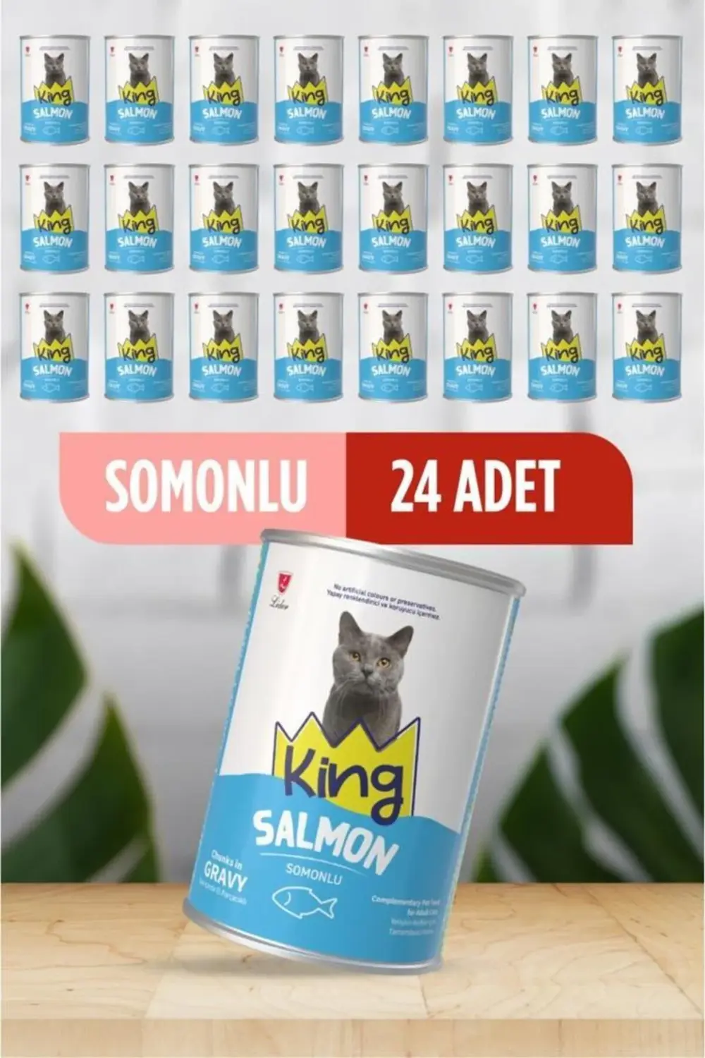 Sos İçerisinde Et Parçacıklı Somonlu Kedi Konservesi 400 Gr*24 AD