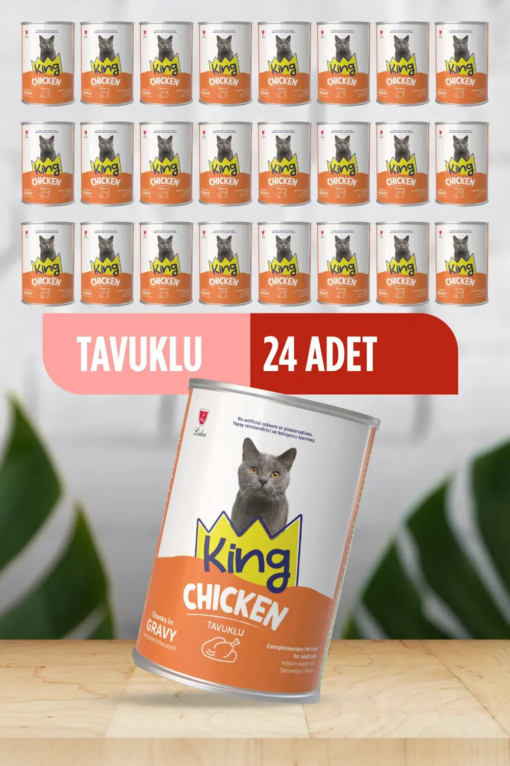 King Sos İçerisinde Et Parçacıklı Tavuklu Kedi Konservesi 400 G X 24 A
