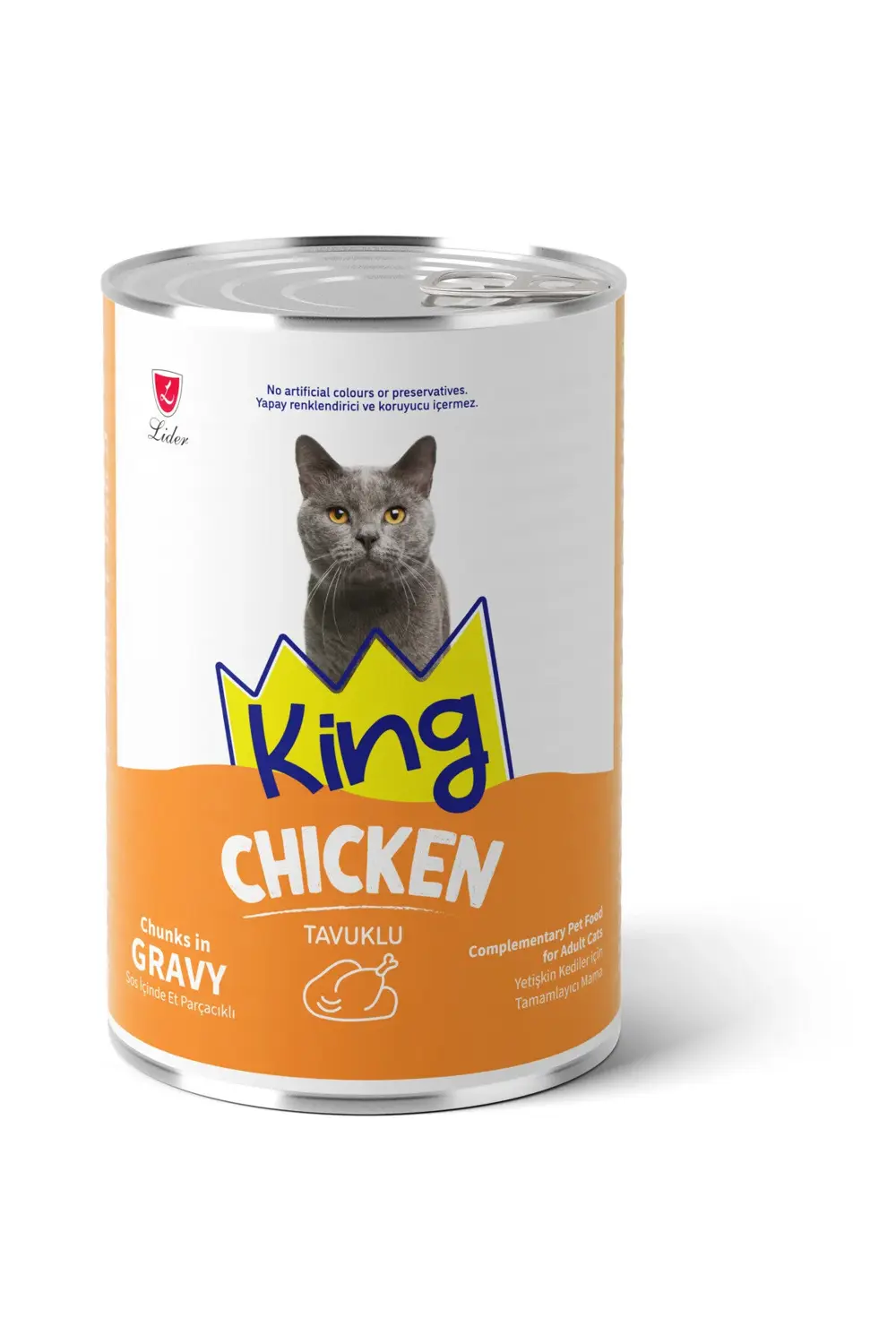 King Sos İçerisinde Et Parçacıklı Tavuklu Kedi Konservesi 400G X 12 Ad