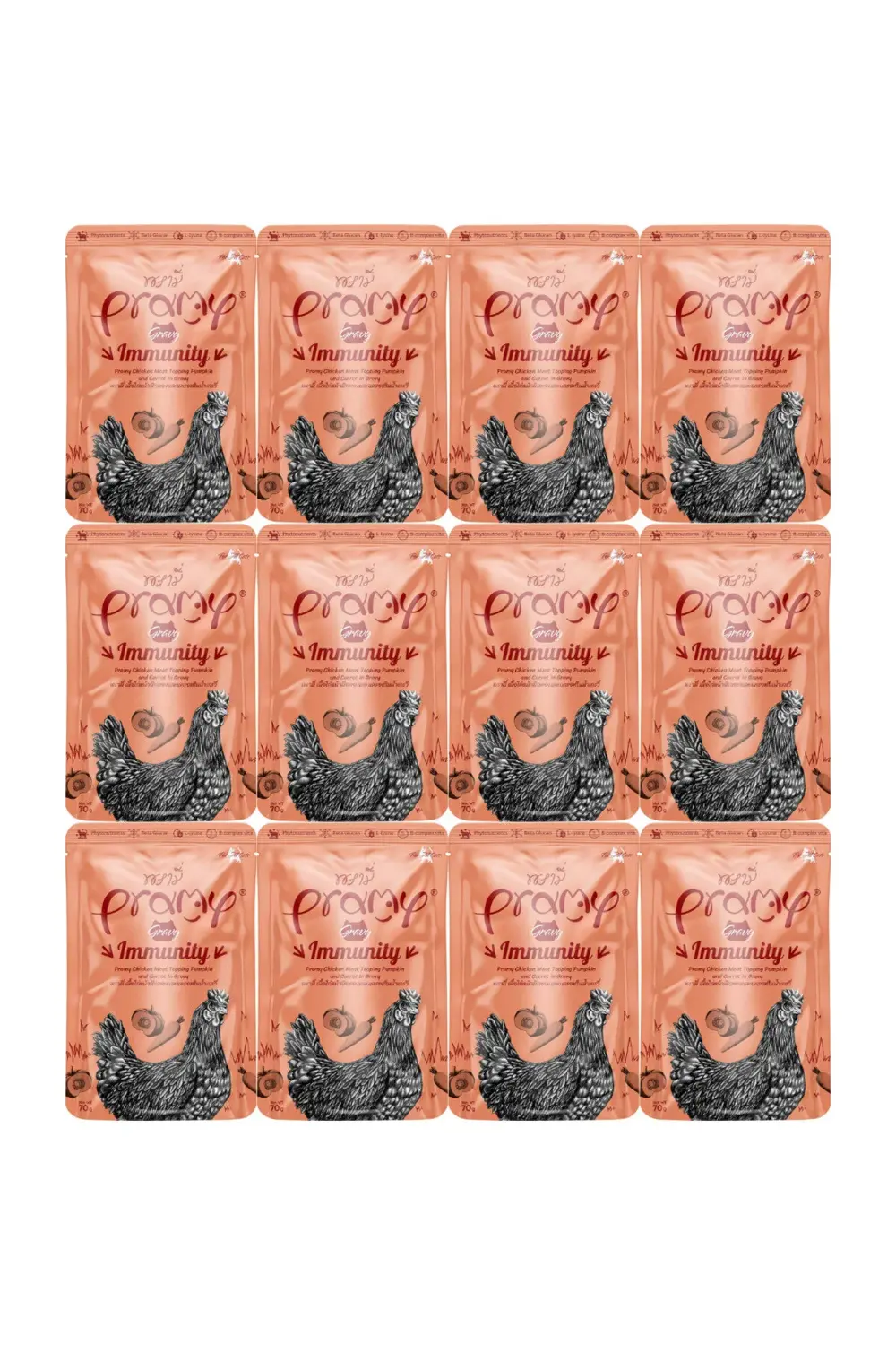 Pramy Sos İçinde Tavuklu, Bal Kabaklı Ve Havuçlu Yetişkin Kedi Yaş Mama