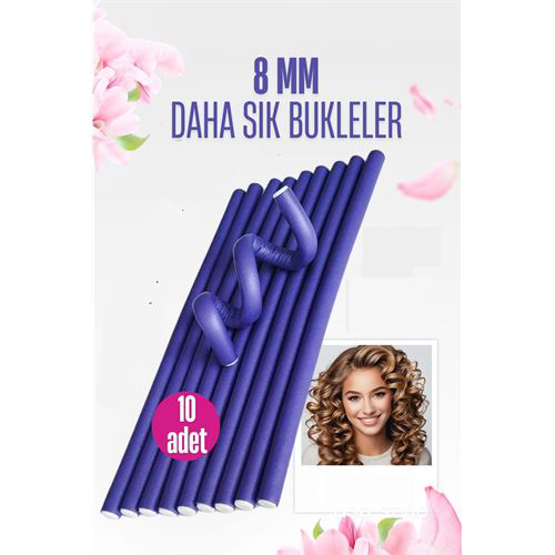 Sosis Latex Bigudi - Isısız Saç Bigudisi - 10 Adet 8 mm Sosis Latex Bigudi - Isısız Saç Bigudisi - 10 Adet 8 mm