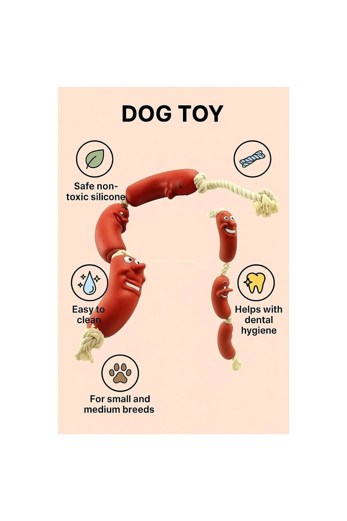 Sosis Şeklinde Köpek Oyuncağı Dayanıklı Yumuşak Silikon Isırma Oy
