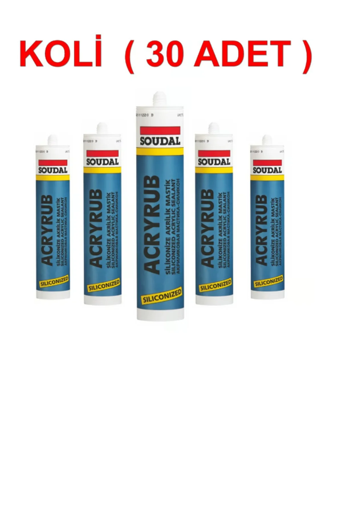 Soudal Acryrub Silikonize Mastik 500 Gr Beyaz - 30 Adet (1 koli)