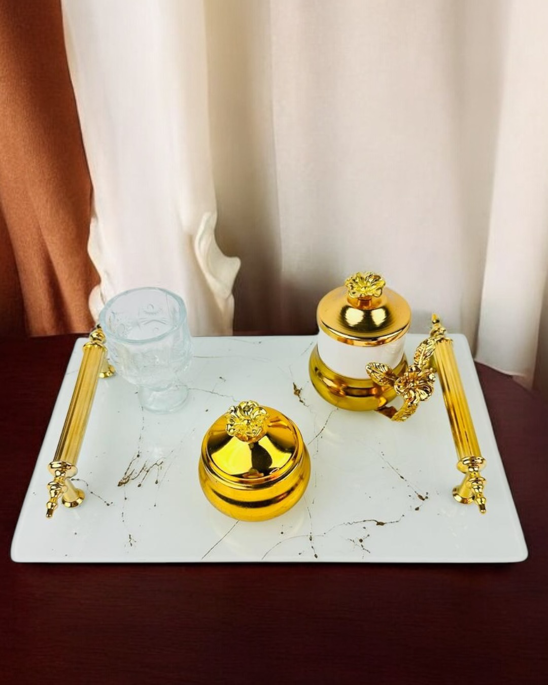 Cyzhome Soulmate Beyaz Desenli Söz Tepsisi Ve Nişan Tepsisi