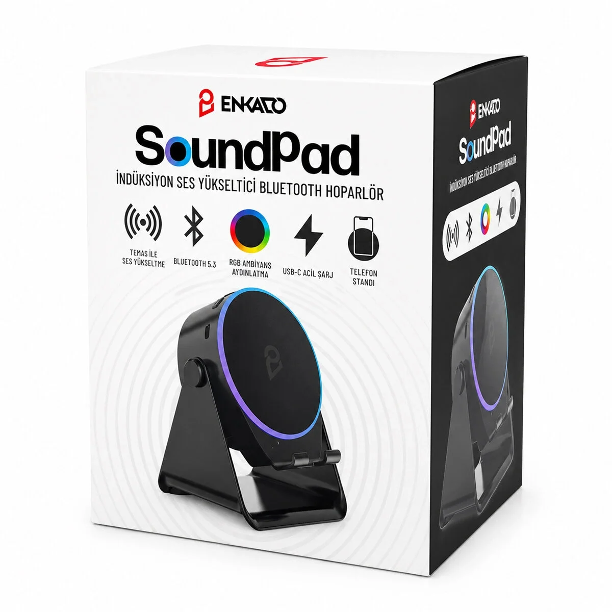 SoundPad Bluetooth Hoparlör - İndüksiyon Temas Özellikli - Telefon Standlı - Type-C Şarj - RGB Ambiyans Aydınlatma Fiyatı, Yorumları ve Özellikleri