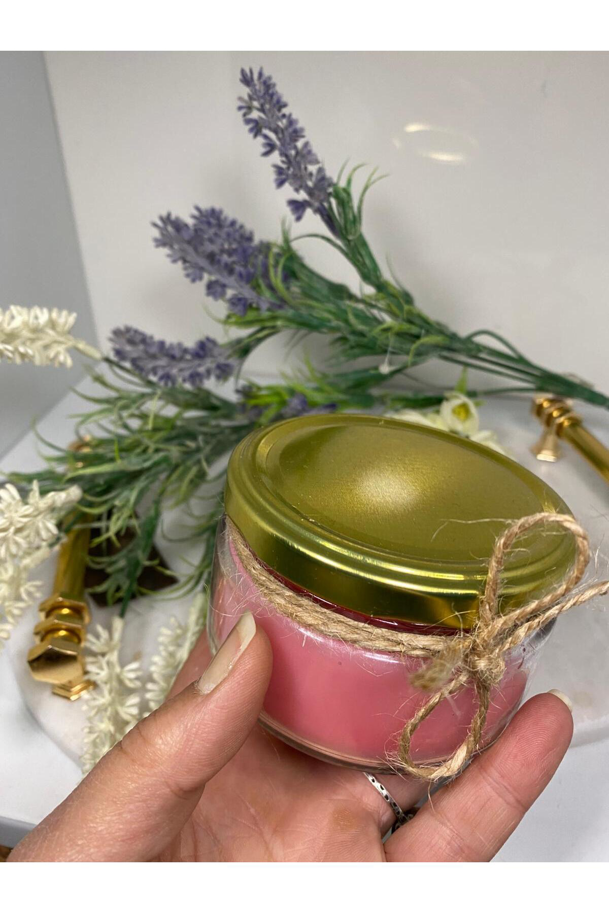 Elif Aksesuar Soya Wax Dekoratif Kapaklı Kavanozda Mum (Kokulu)